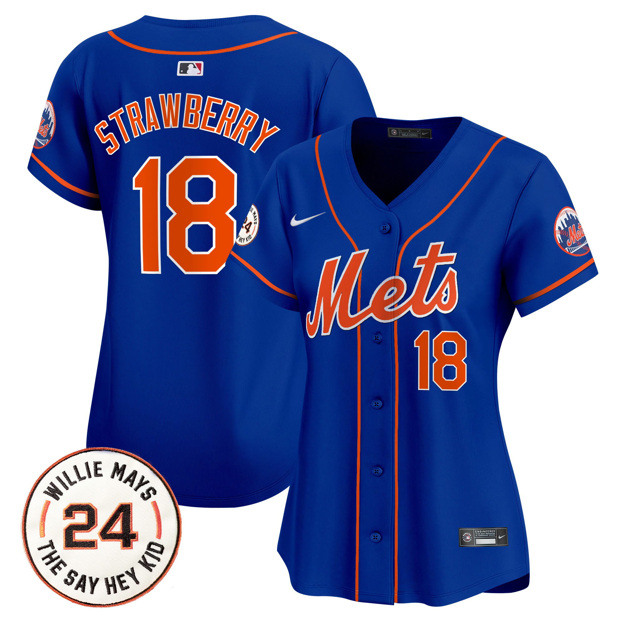 Women's Darryl Strawberry New York Mets Willie Mays Patch Vapor Premier Limited Royal Jersey - All Stitched