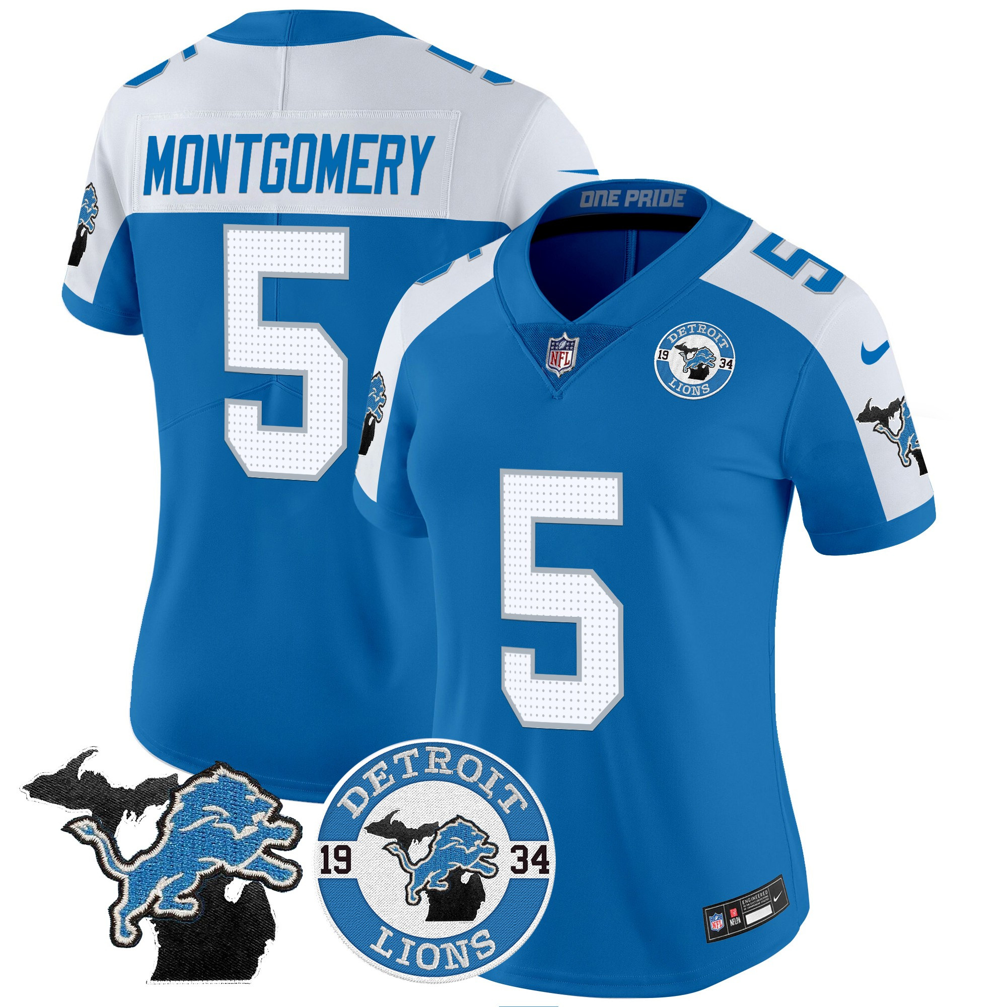 Women's David Montgomery Detroit Lions 2024 Vapor Limited Blue Alternate Jersey - All Stitched