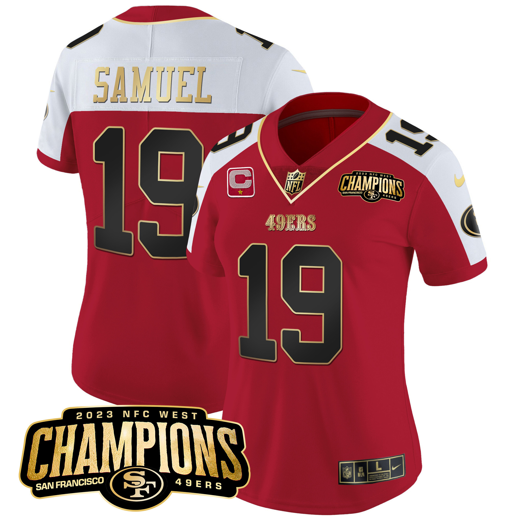 Women's Deebo Samuel San Francisco 49ers 2023 NFC West Champions Patch Vapor Alternate Jersey V2 - All Stitched