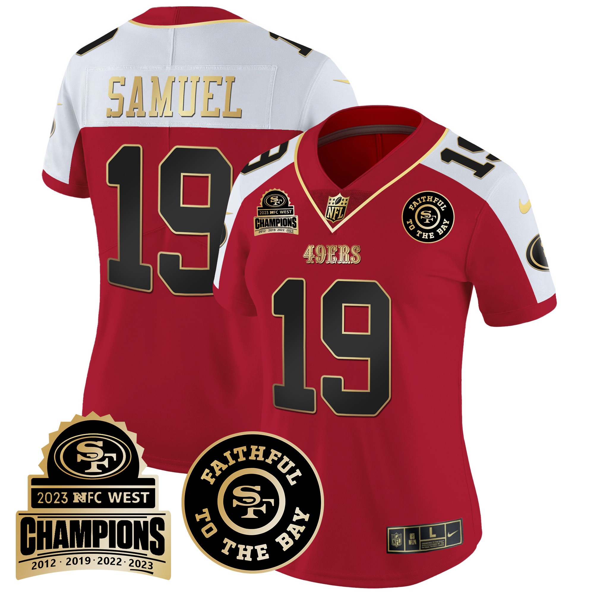 Women's Deebo Samuel San Francisco 49ers 2023 NFC West Champions Patch Vapor Alternate Jersey V3 - All Stitched