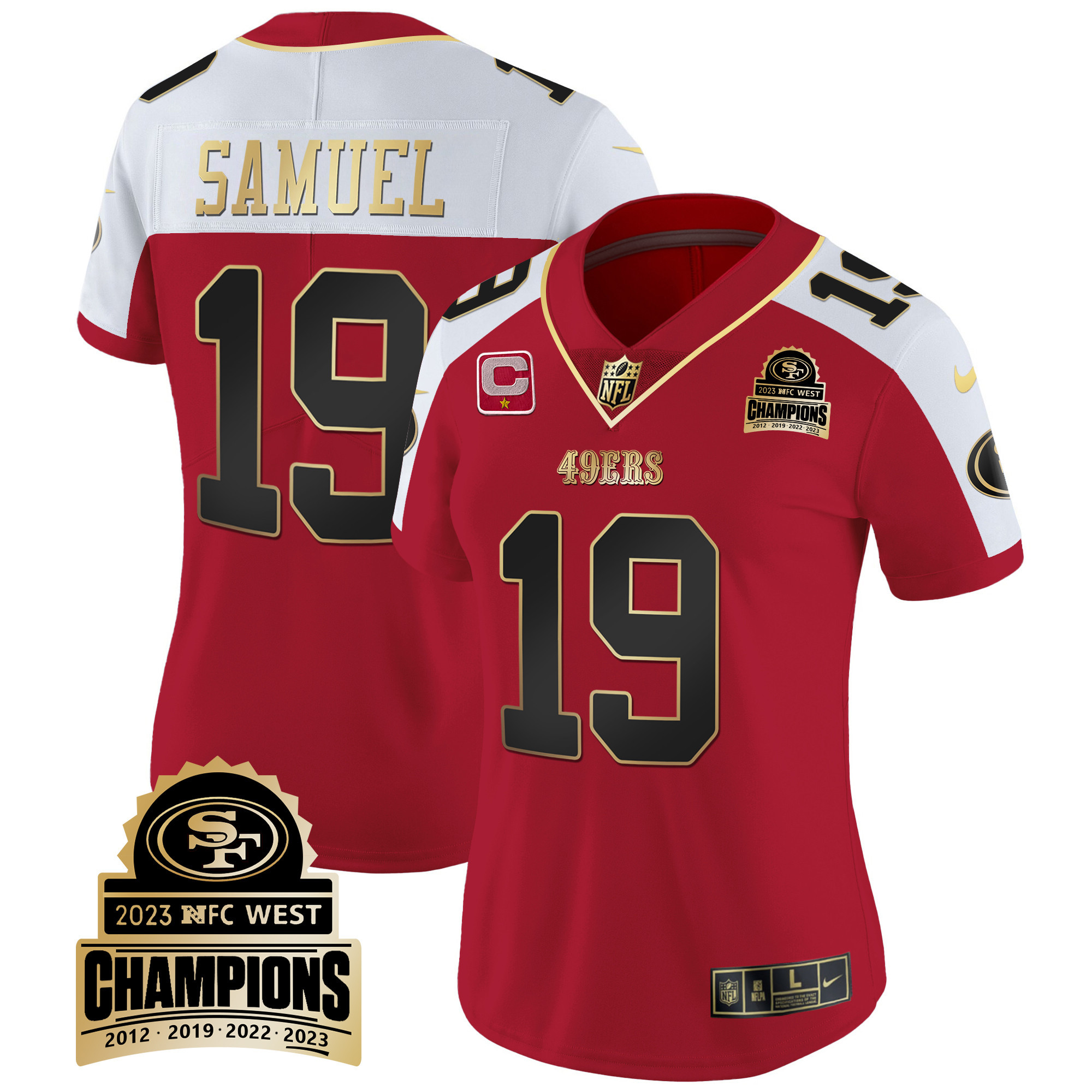Women's Deebo Samuel San Francisco 49ers 2023 NFC West Champions Patch Vapor Alternate Jersey V4 - All Stitched