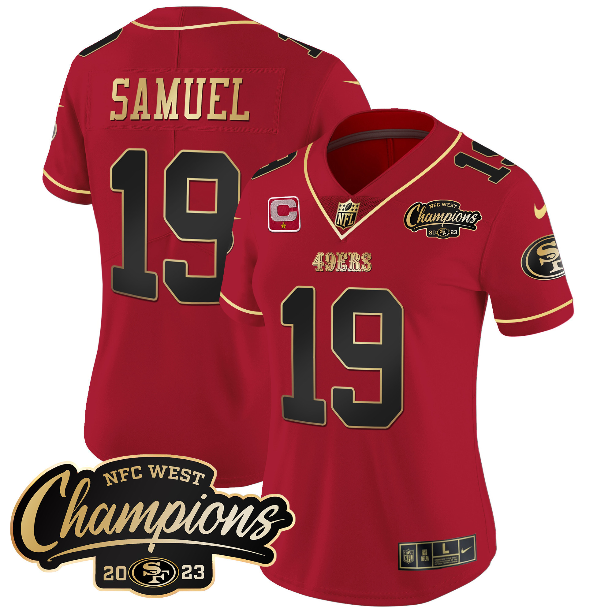 Women's Deebo Samuel San Francisco 49ers 2023 NFC West Champions Patch Vapor Scarlet Limited Jersey - All Stitched