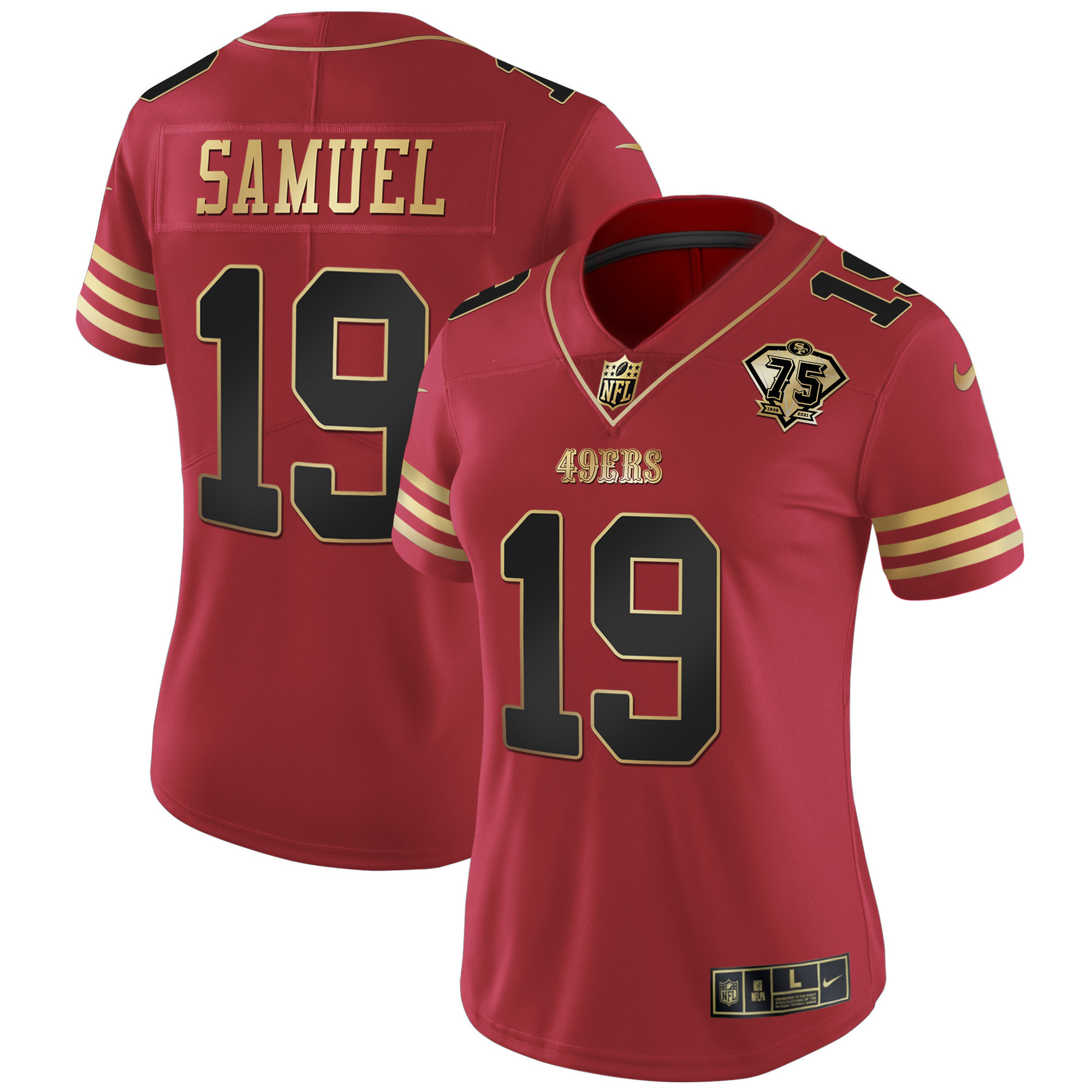 Women's Deebo Samuel San Francisco 49ers 2023 Vapor Gold Limited Black Scarlet Jersey - All Stitched