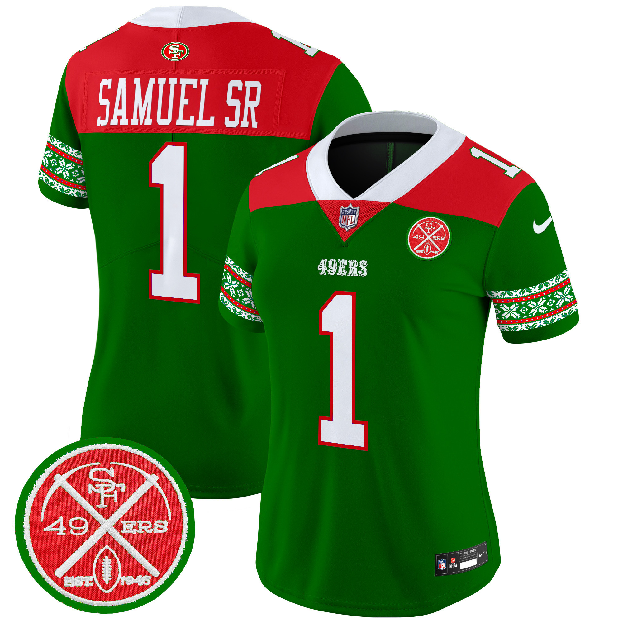 Women's Deebo Samuel San Francisco 49ers 2024 Christmas Vapor Limited Green Jersey - All Stitched
