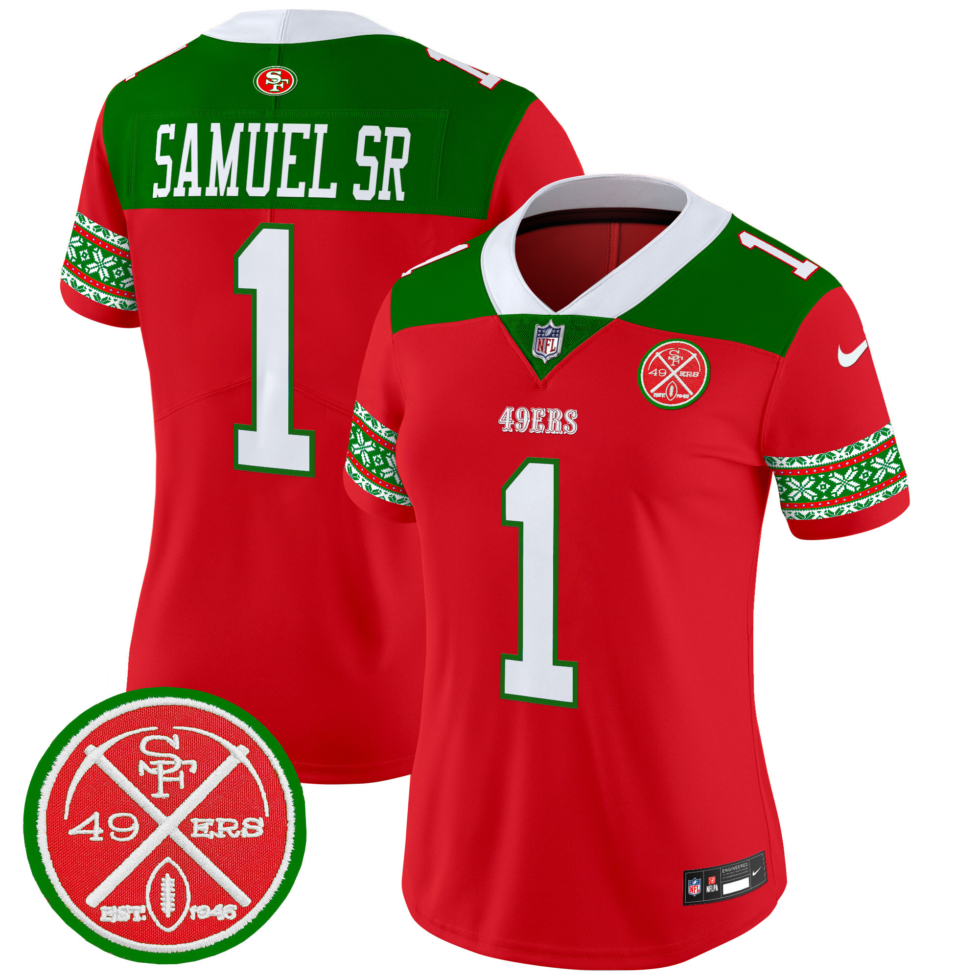 Women's Deebo Samuel San Francisco 49ers 2024 Christmas Vapor Limited Red Jersey - All Stitched