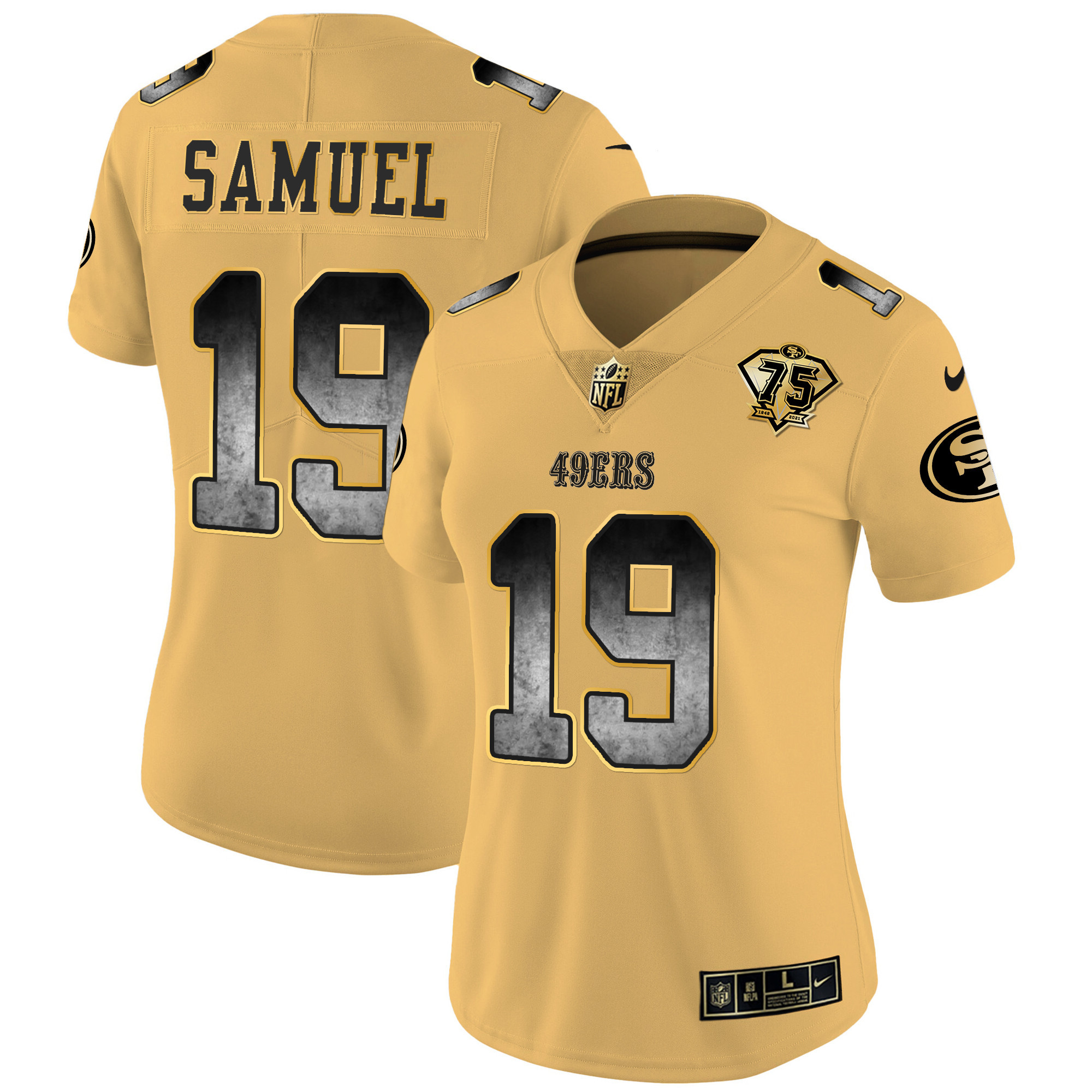 Women's Deebo Samuel San Francisco 49ers Arch Smoke Vapor Gold Jersey - All Stitched