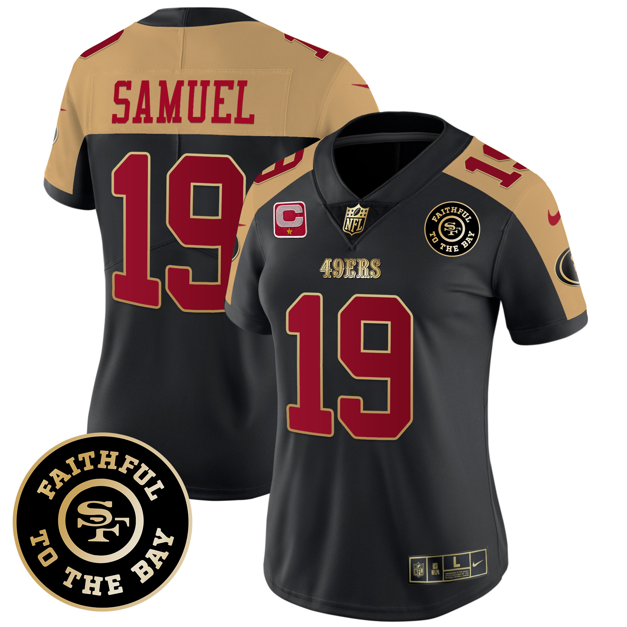 Women's Deebo Samuel San Francisco 49ers Faithful To The Bay Patch Vapor Limited Black Alternate Jersey V7 - All Stitched