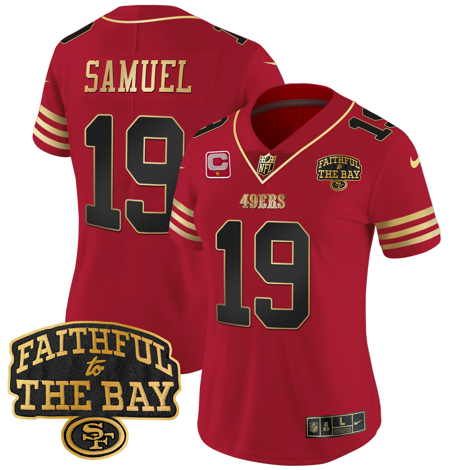 Women's Deebo Samuel San Francisco 49ers Faithful To The Bay Patch Vapor Limited Black Scarlet Jersey V8 - All Stitched