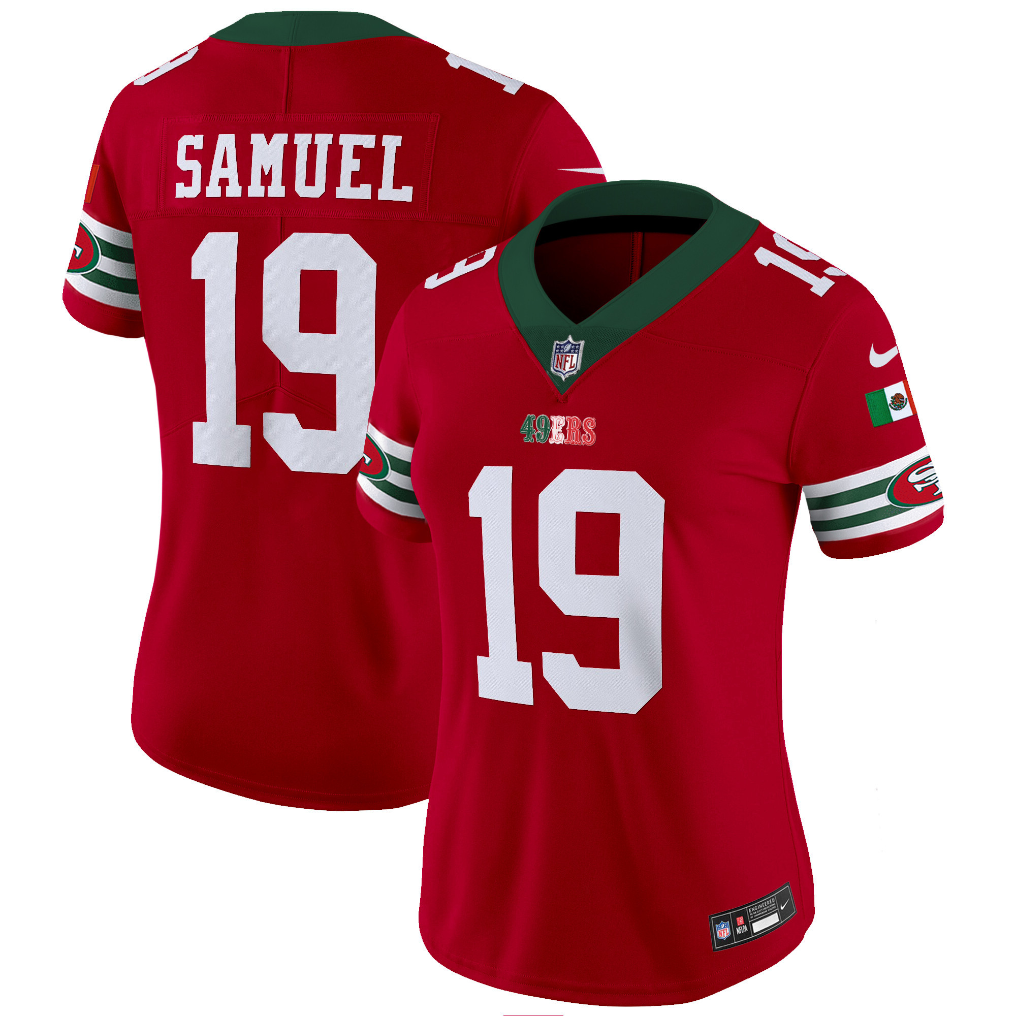 Women's Deebo Samuel San Francisco 49ers Mexico Vapor Red Jersey V2 - All Stitched