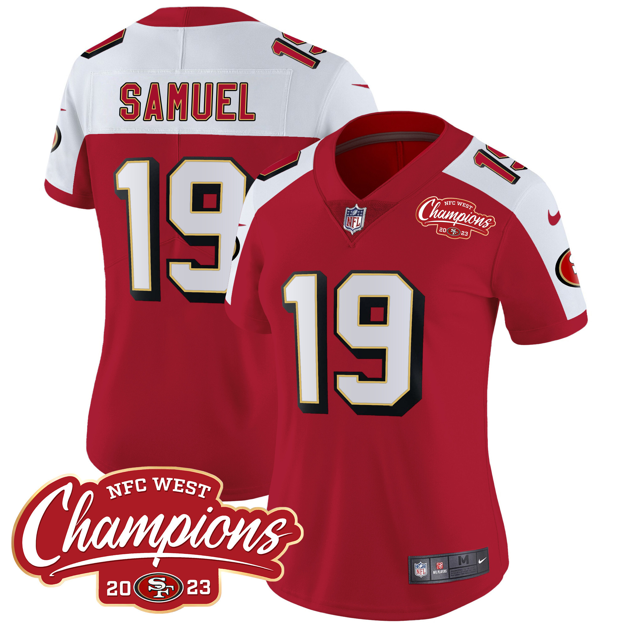 Women's Deebo Samuel San Francisco 49ers Throwback NFC West Champions Patch Vapor Alternate Jersey - All Stitched