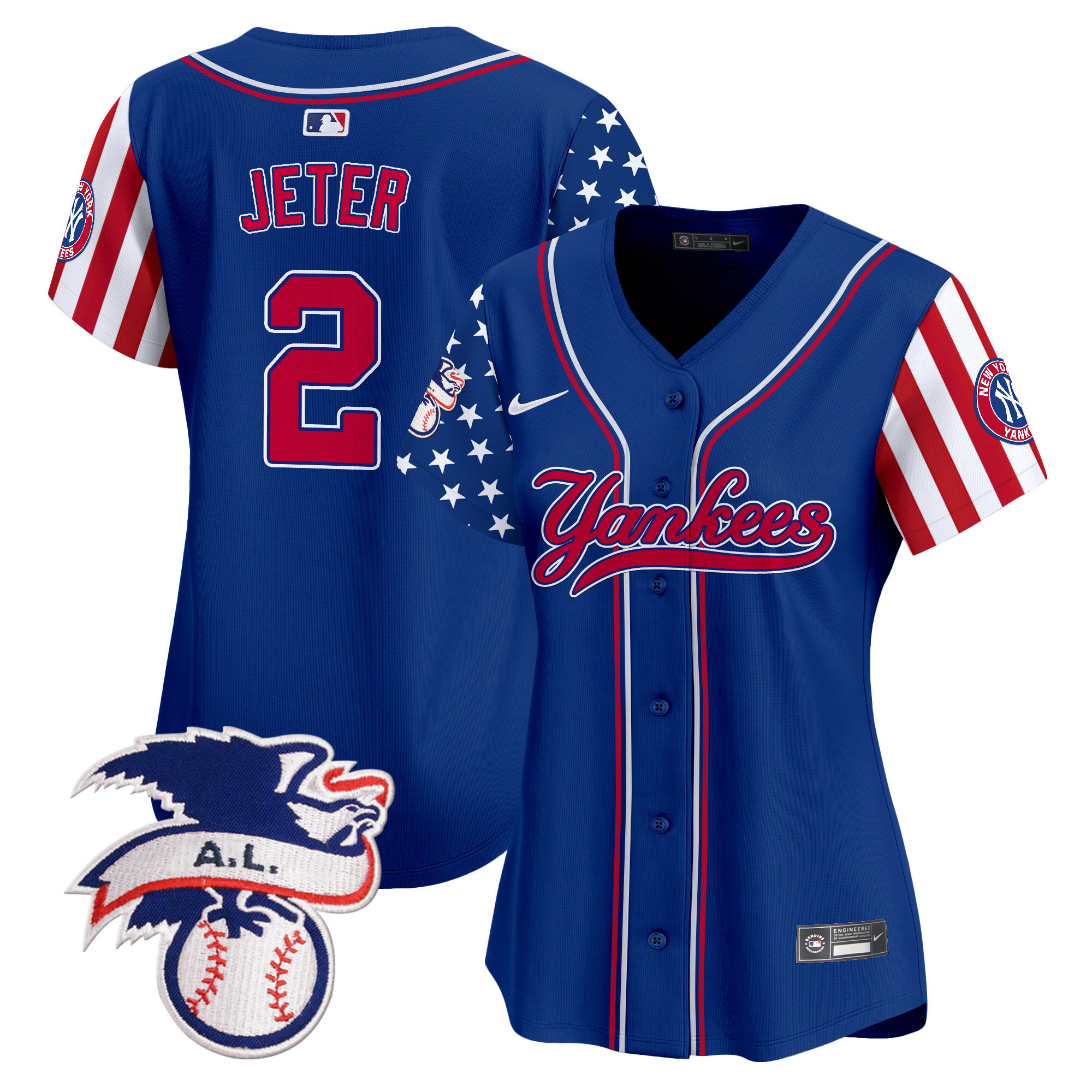 Women's Derek Jeter New York Yankees 2024 Fourth of July Vapor Premier Limited Royal Jersey V7 - All Stitched