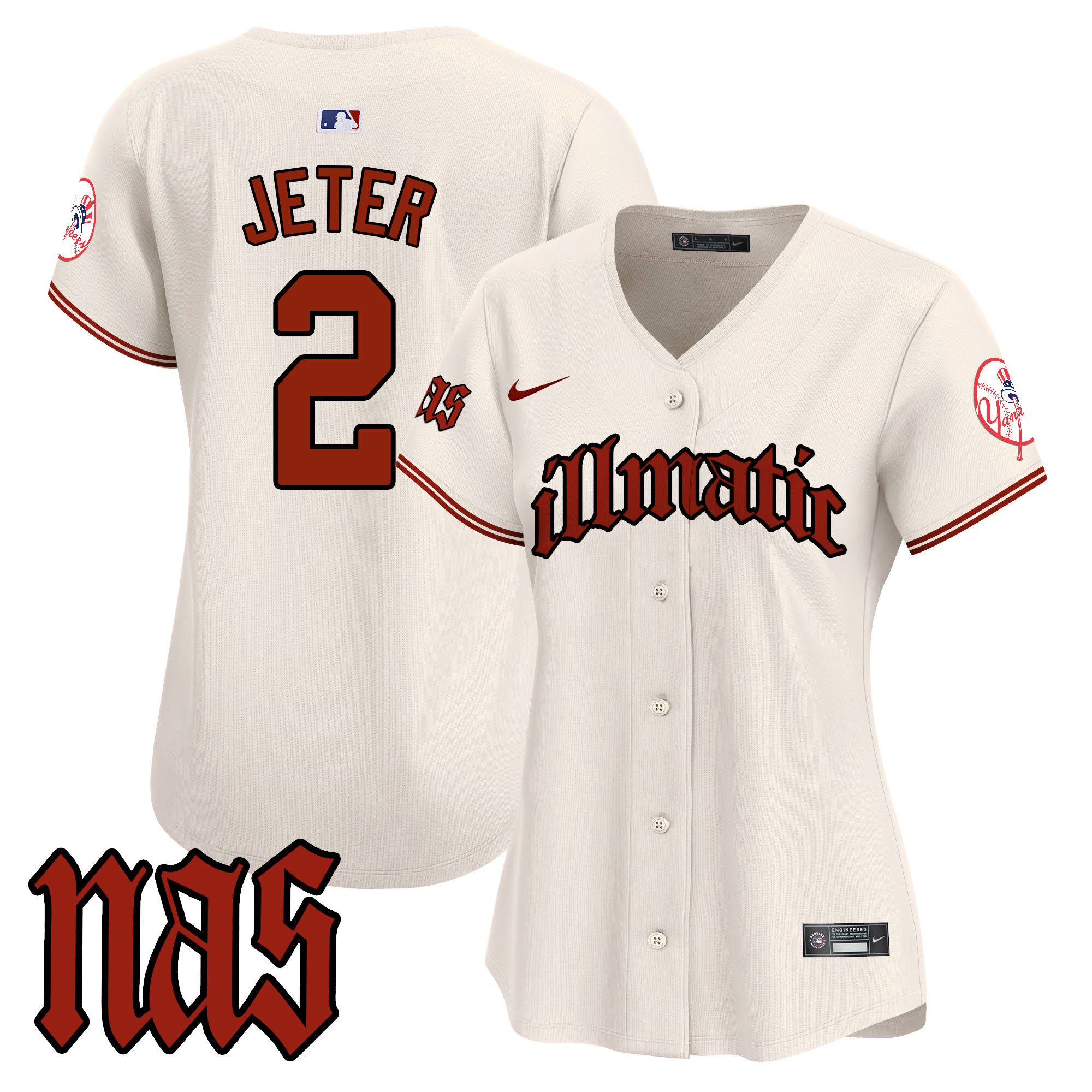 Women's Derek Jeter New York Yankees Nas Illmatic Vapor Premier Limited Cream Jersey - All Stitched