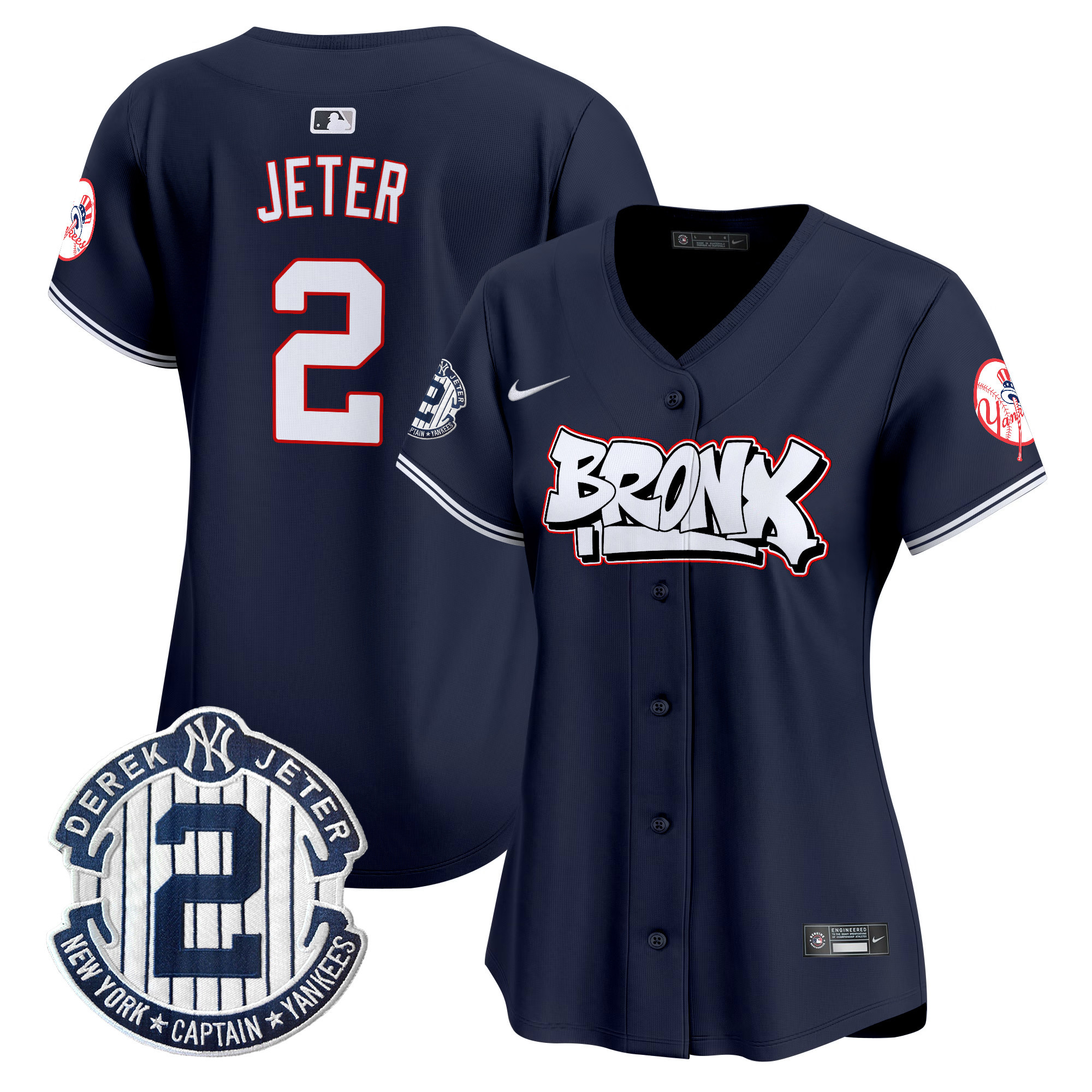 Women's Derek Jeter New York Yankees The Bronx Graffiti Vapor Premier Limited Navy Jersey V4 - All Stitched