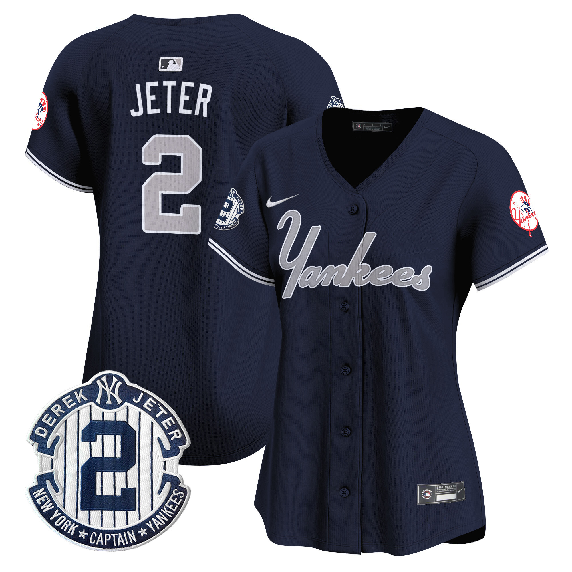 Women's Derek Jeter New York Yankees Throwback Vapor Premier Limited Navy Jersey - All Stitched