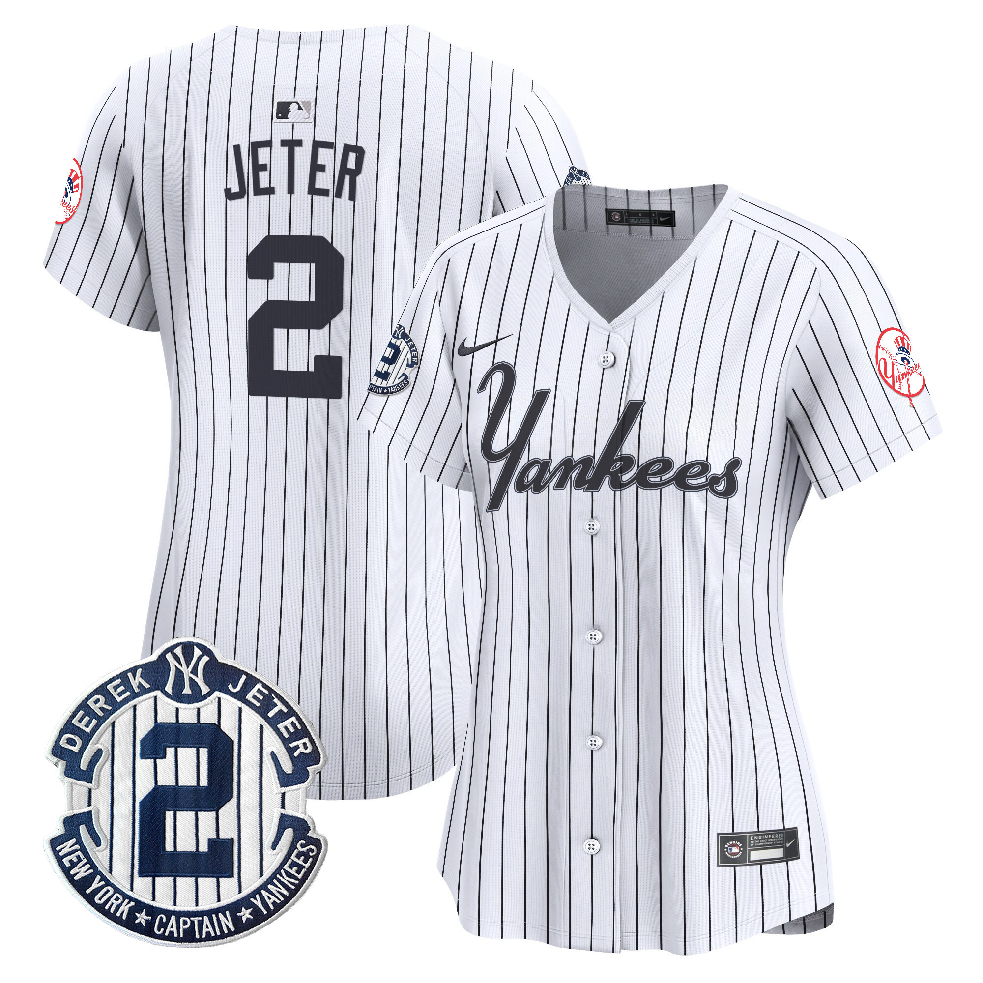 Women's Derek Jeter New York Yankees Throwback Vapor Premier Limited Pinstripe Jersey - All Stitched