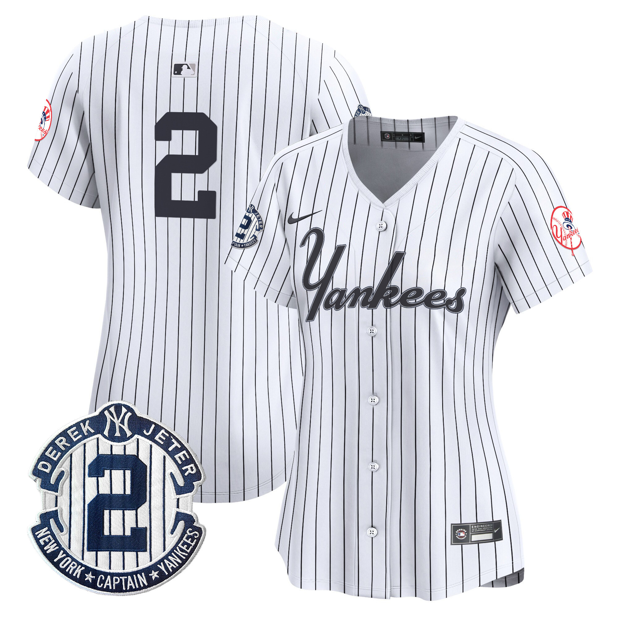 Women's Derek Jeter New York Yankees Throwback Vapor Premier Limited Pinstripe Jersey V2 - All Stitched