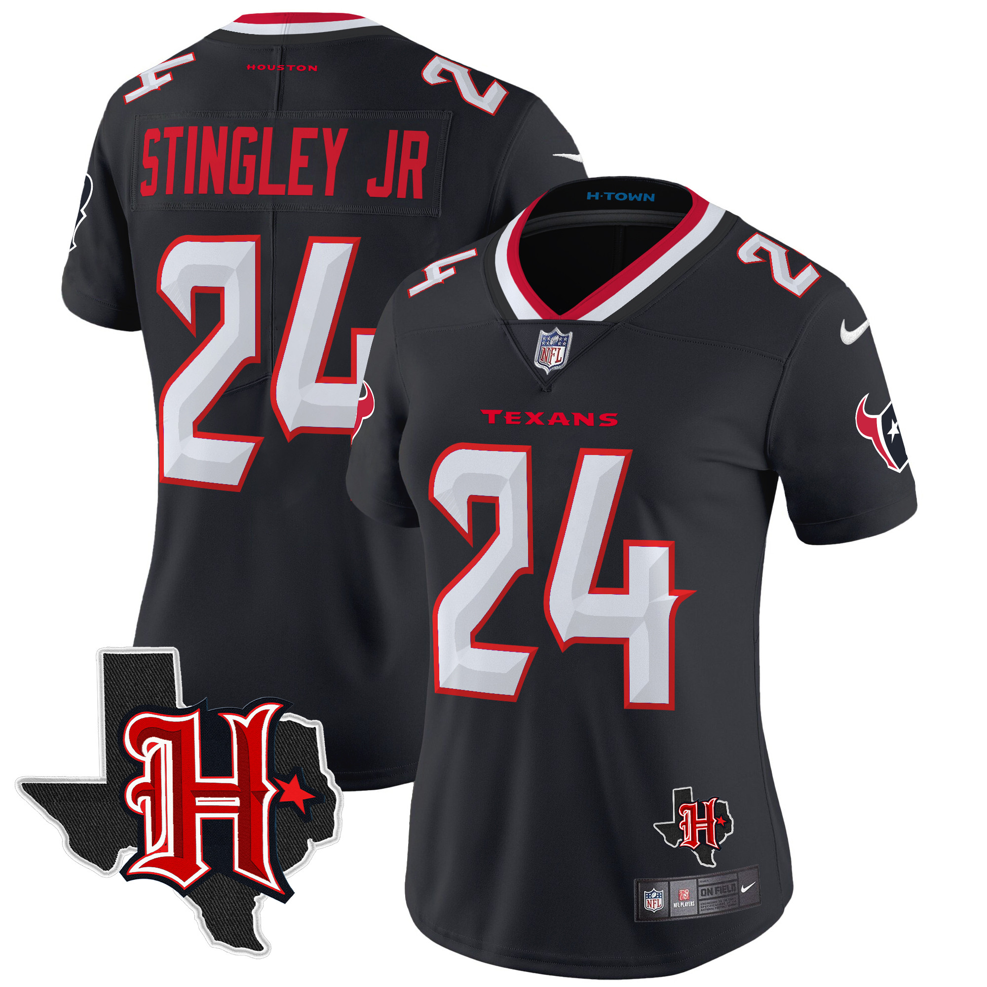 Women's Derek Stingley Jr. Houston Texans 2024 Texas Patch Vapor Limited Navy Jersey - All Stitched