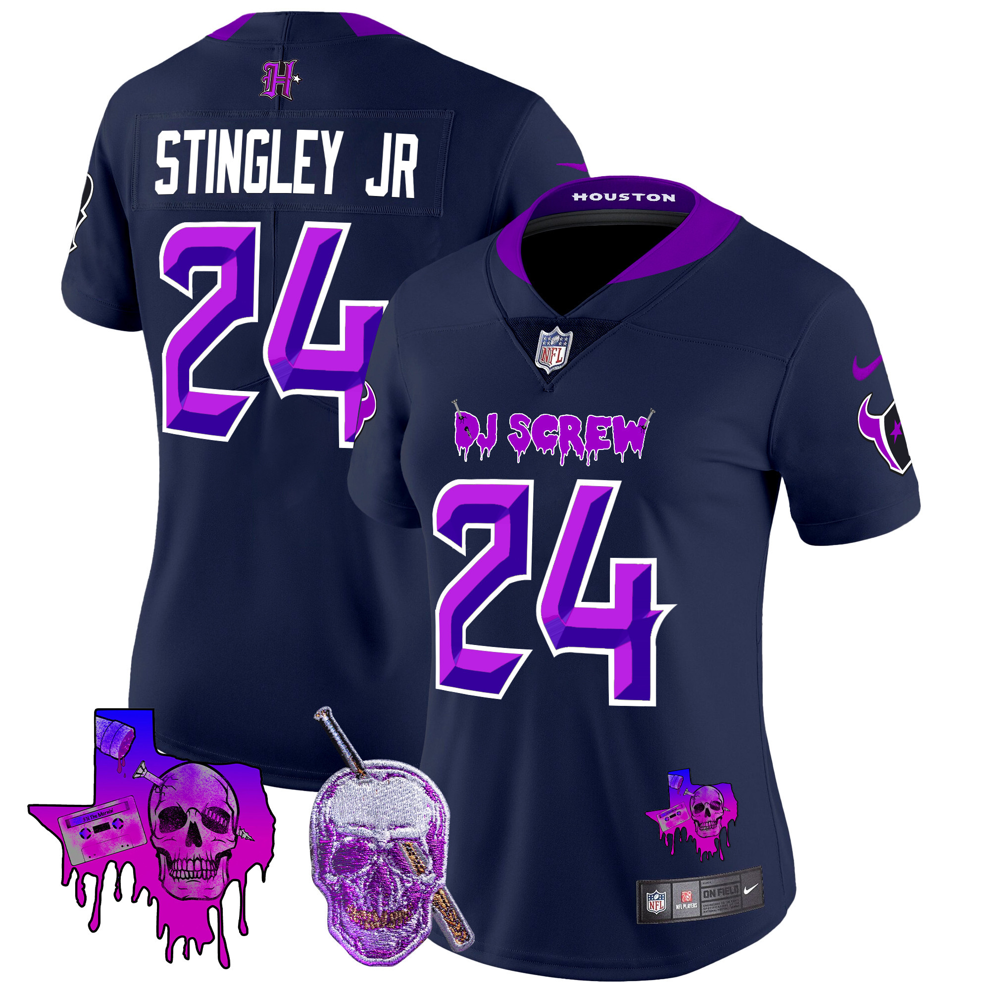 Women's Derek Stingley Jr. Houston Texans DJ Screw Vapor Limited Navy Limited Jersey - All Stitched