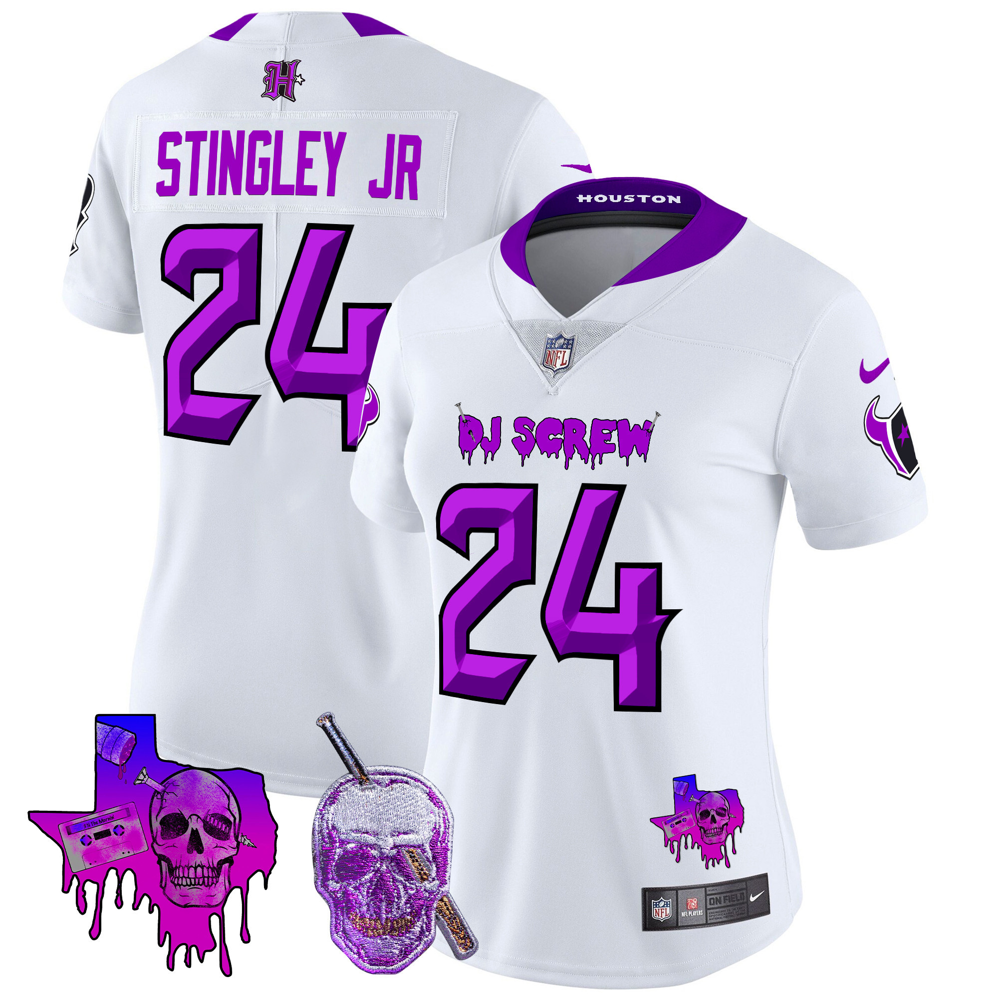 Women's Derek Stingley Jr. Houston Texans DJ Screw Vapor Limited White Jersey - All Stitched