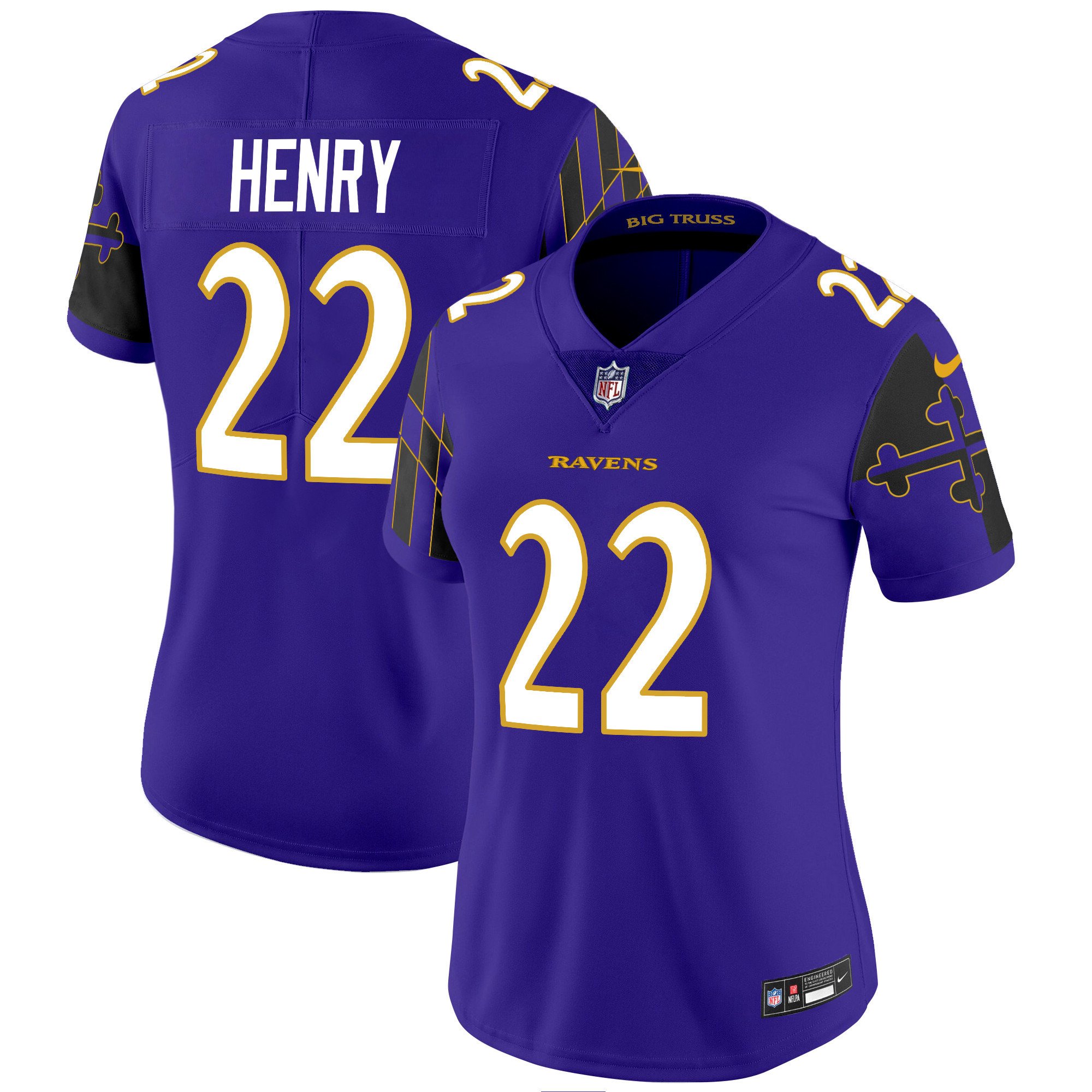 Women's Derrick Henry Baltimore Ravens Maryland Flag Vapor Limited Purple Jersey - All Stitched