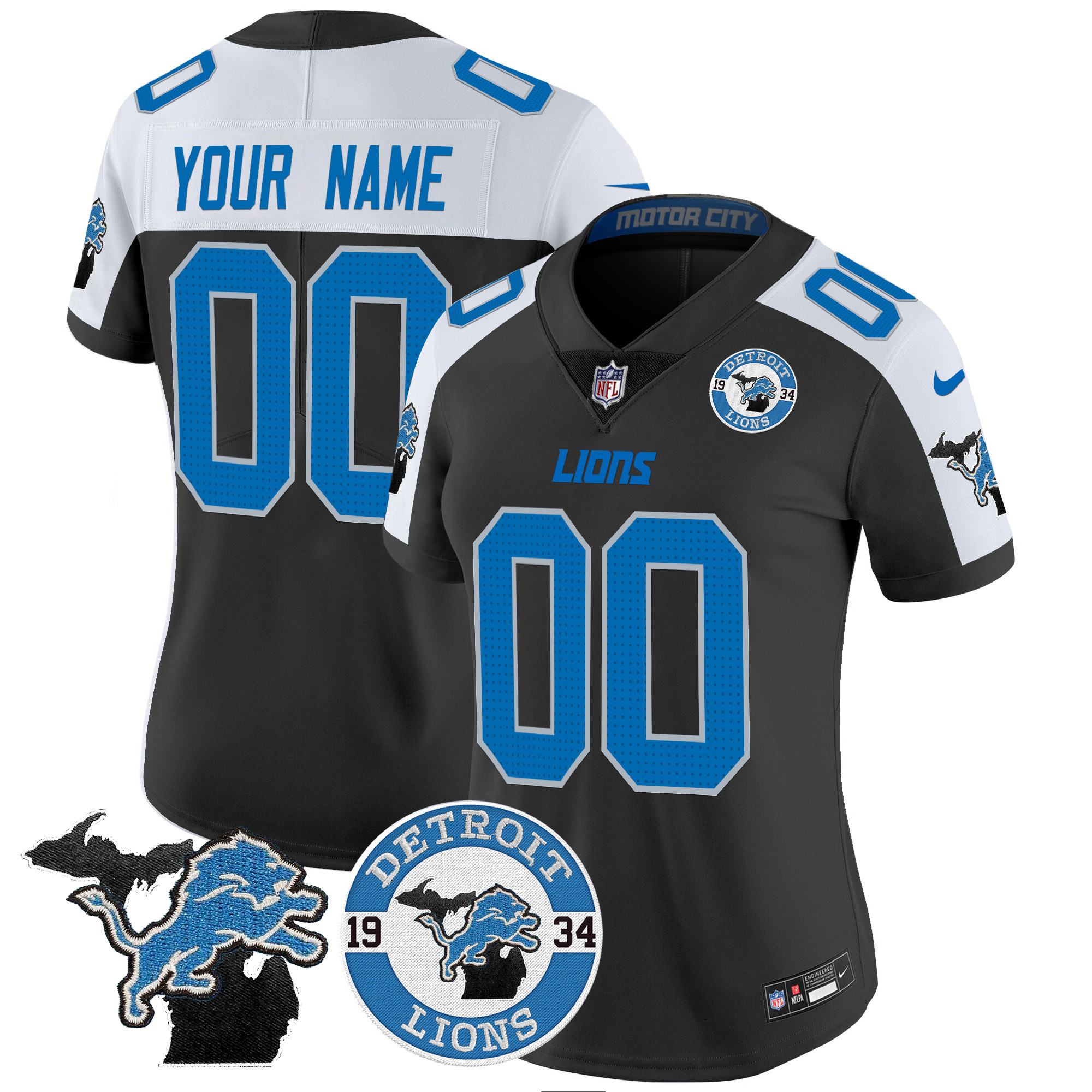 Women's Detroit Lions 2024 Vapor Limited Custom Alternate Jersey - All Stitched