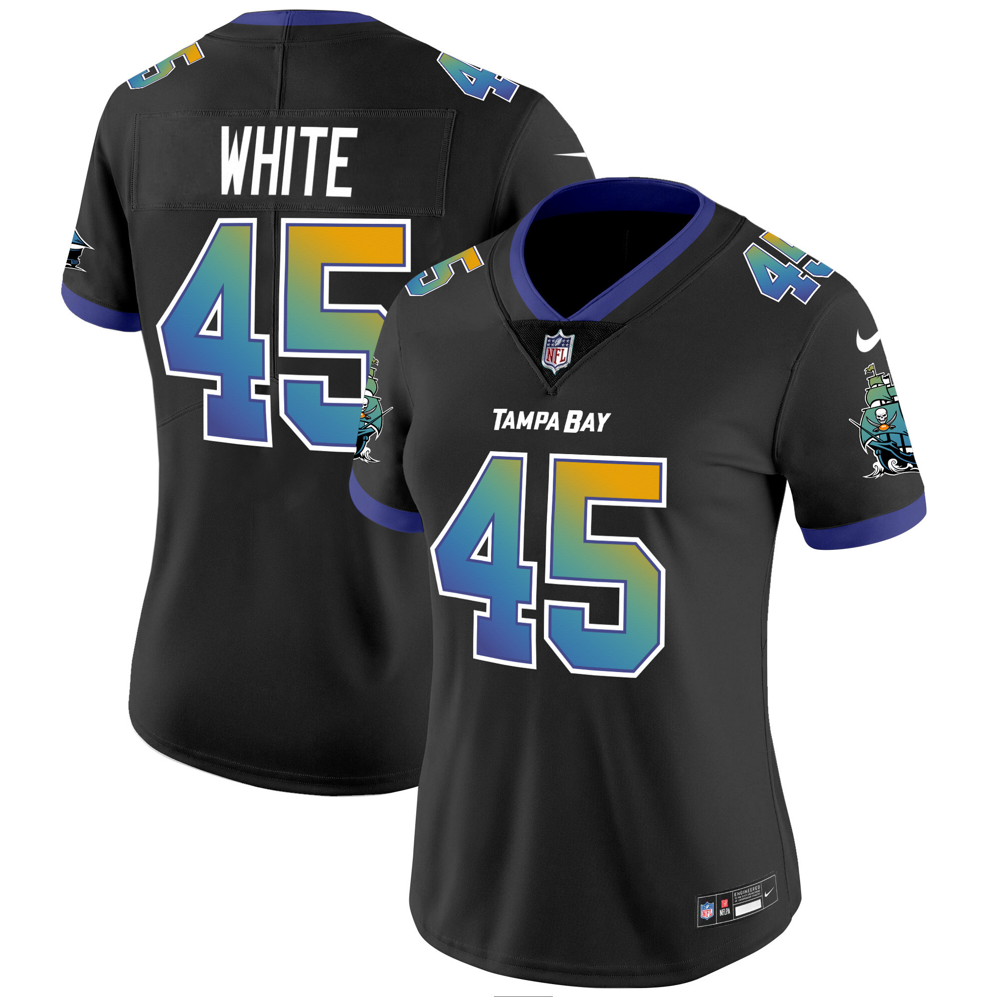 Women's Devin White Tampa Bay Buccaneers "Tampa City" Vapor Limited Black Jersey - All Stitched