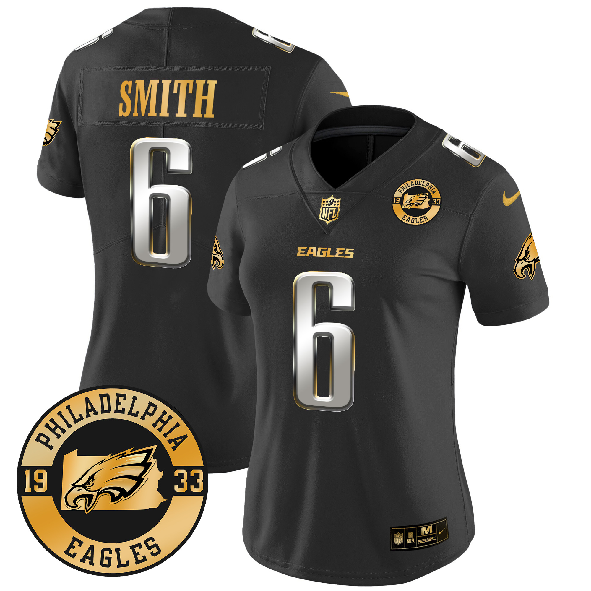 Women's DeVonta Smith Philadelphia Eagles 2024 Gold Vapor Limited Black Limited Jersey - All Stitched
