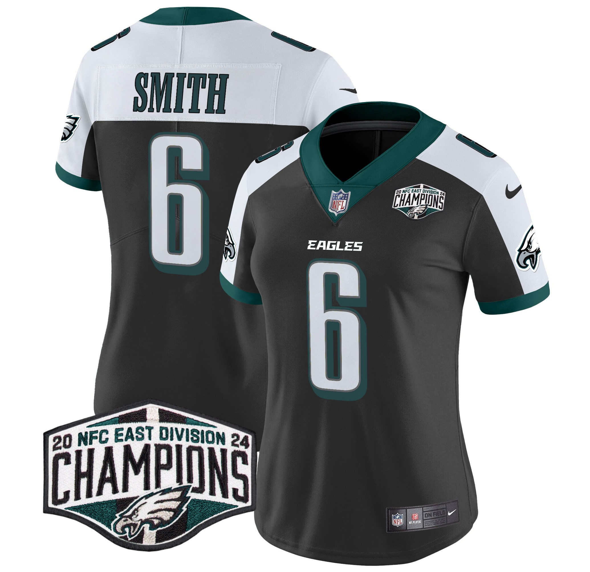 Women's DeVonta Smith Philadelphia Eagles 2024 NFC East Division Champions Vapor Limited Black Alternate Jersey - All Stitched