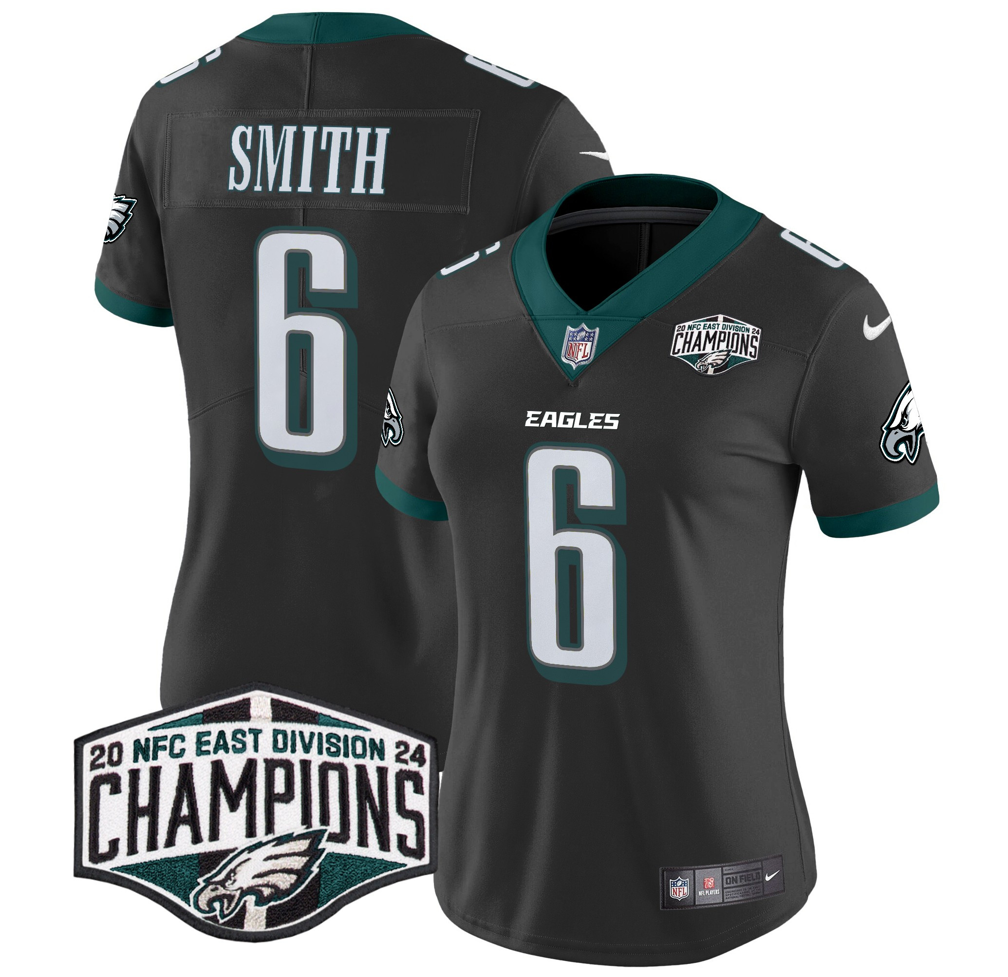 Women's DeVonta Smith Philadelphia Eagles 2024 NFC East Division Champions Vapor Limited Black Jersey - All Stitched