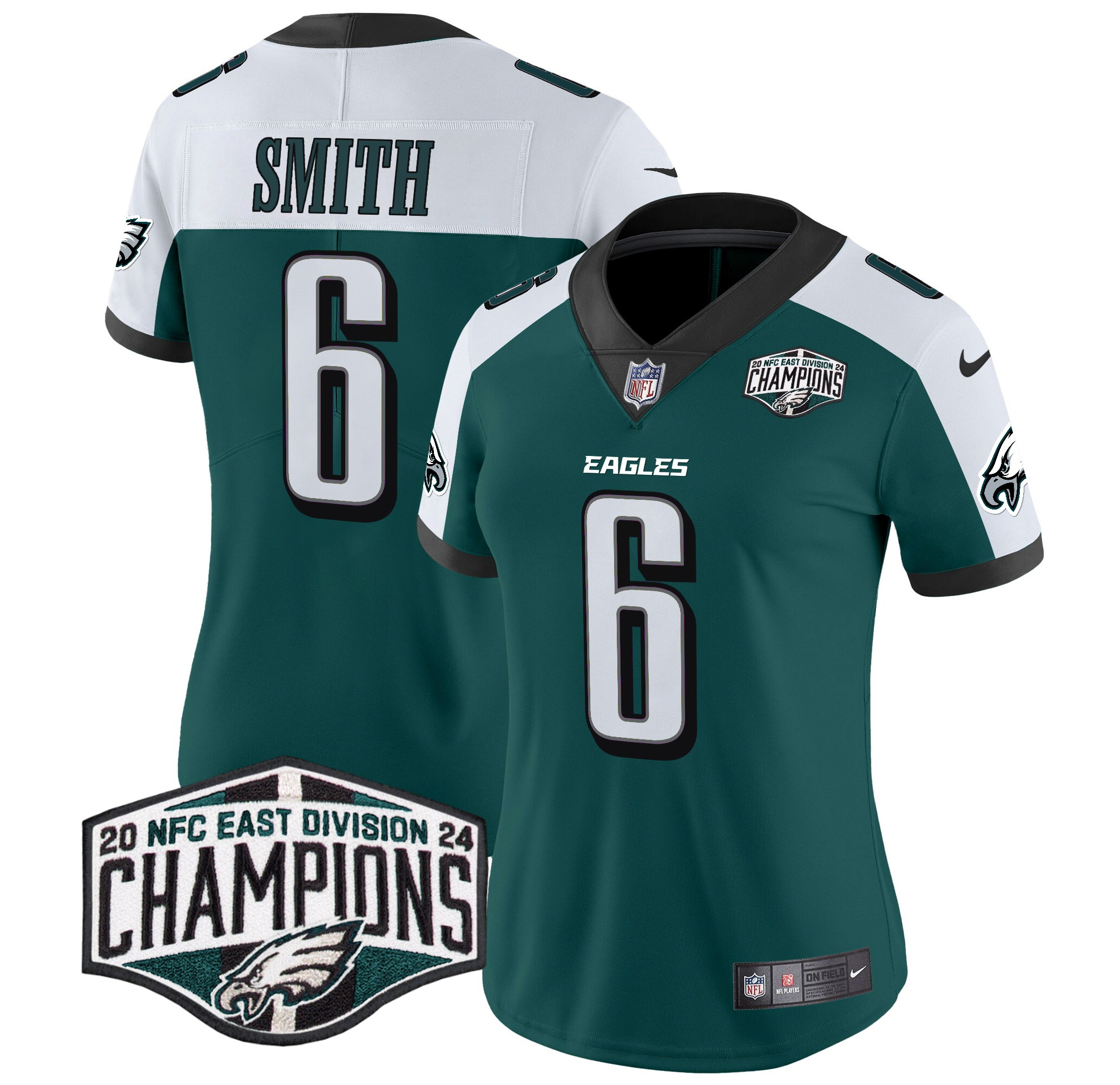 Women's DeVonta Smith Philadelphia Eagles 2024 NFC East Division Champions Vapor Limited Green Alternate Jersey - All Stitched