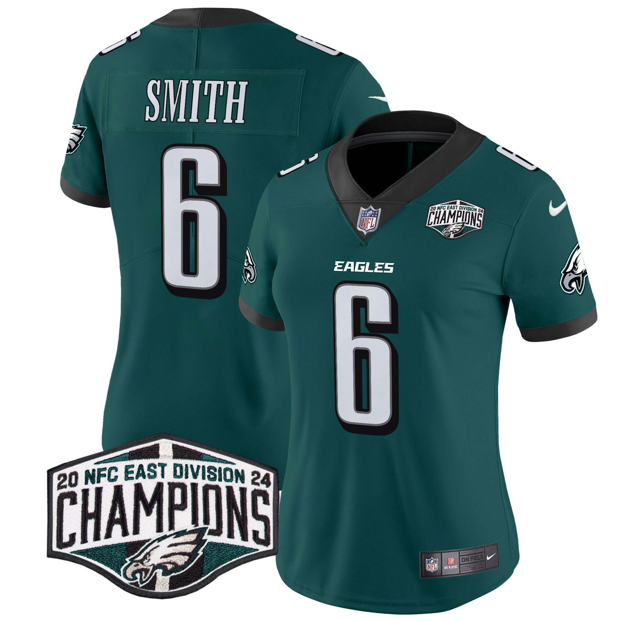 Women's DeVonta Smith Philadelphia Eagles 2024 NFC East Division Champions Vapor Limited Midnight Green Jersey - All Stitched