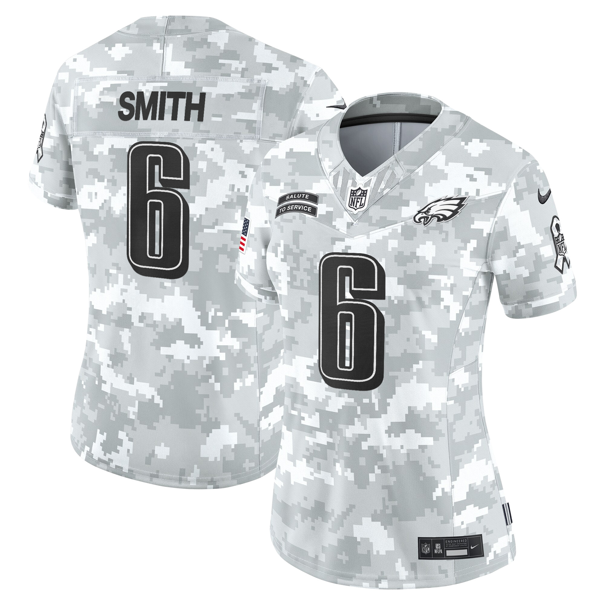 Women's DeVonta Smith Philadelphia Eagles 2024 Salute to Service Vapor Limited Arctic Camo Jersey - All Stitched