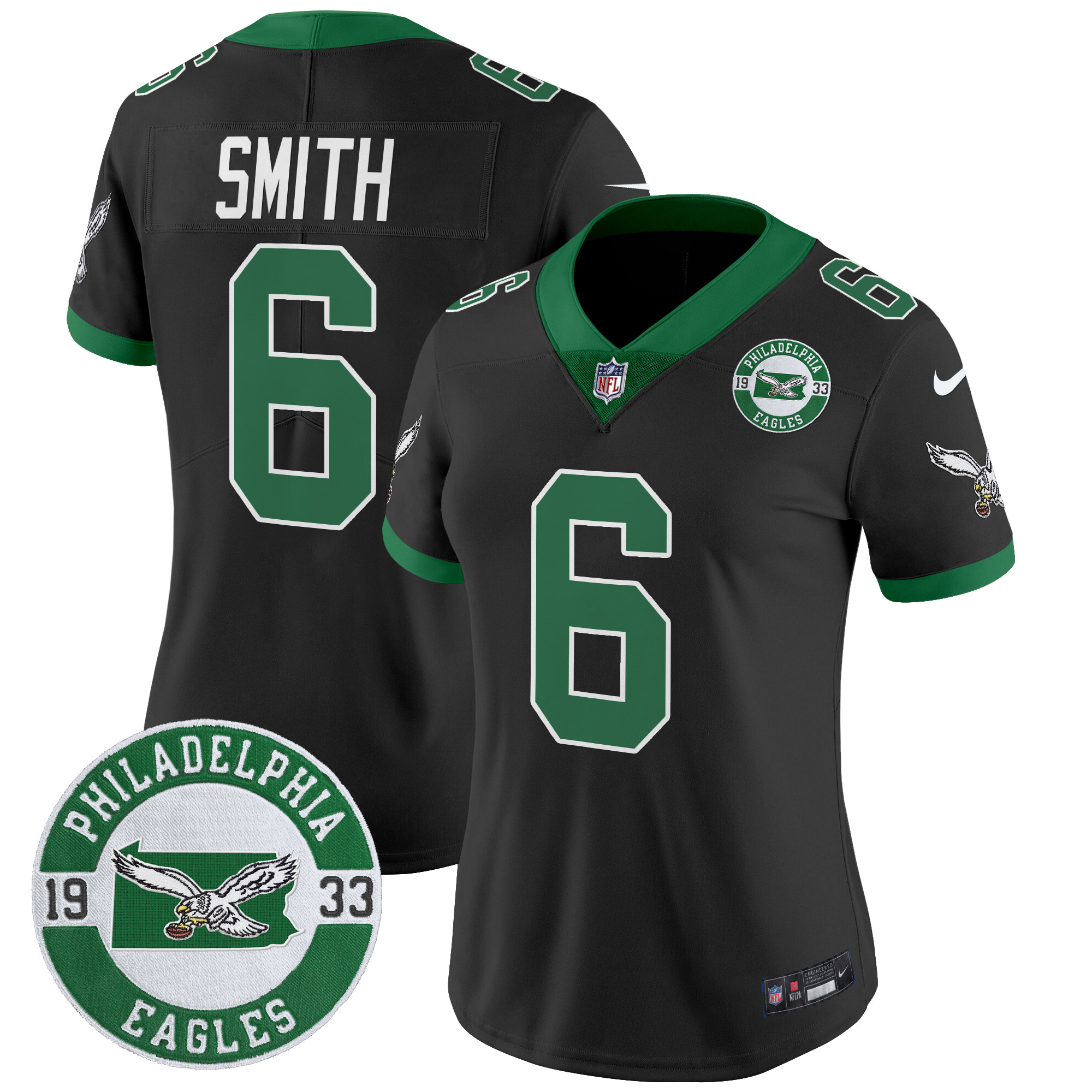 Women's DeVonta Smith Philadelphia Eagles 2024 Throwback Vapor Limited Black Jersey - All Stitched