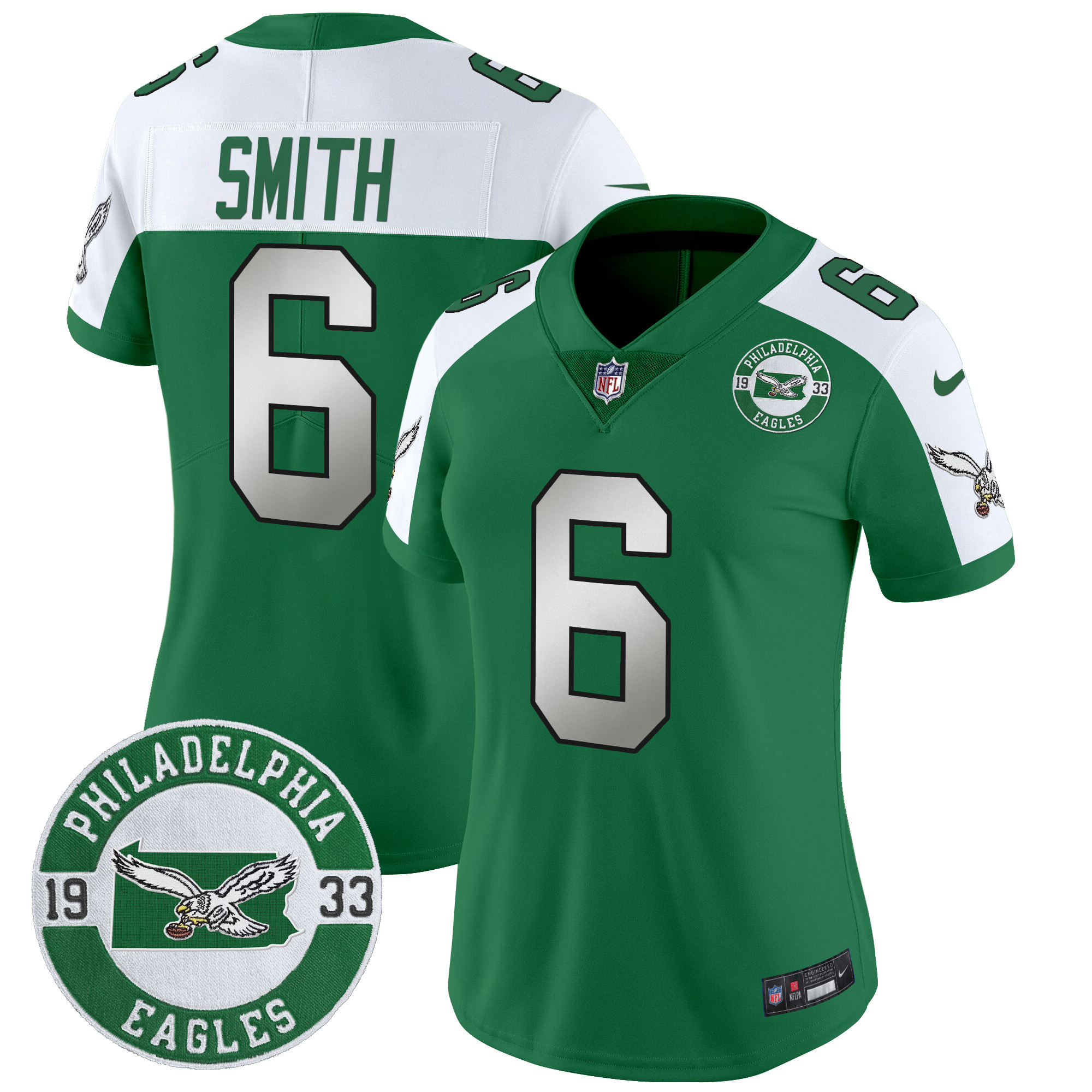 Women's DeVonta Smith Philadelphia Eagles 2024 Throwback Vapor Limited Kelly Alternate Jersey - All Stitched