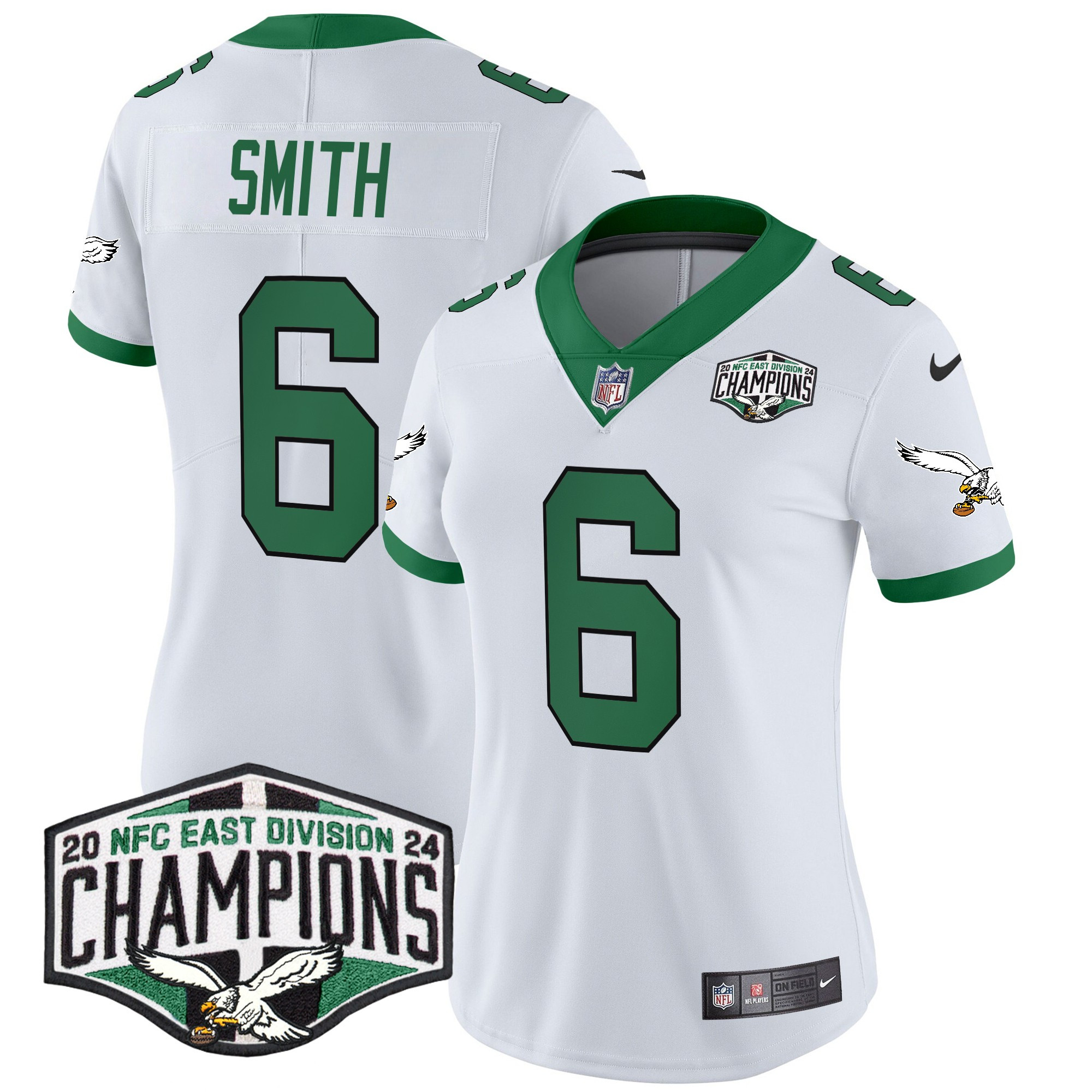 Women's DeVonta Smith Philadelphia Eagles Kelly Green 2024 NFC East Division Champions Vapor Limited Kelly White Jersey - All Stitched