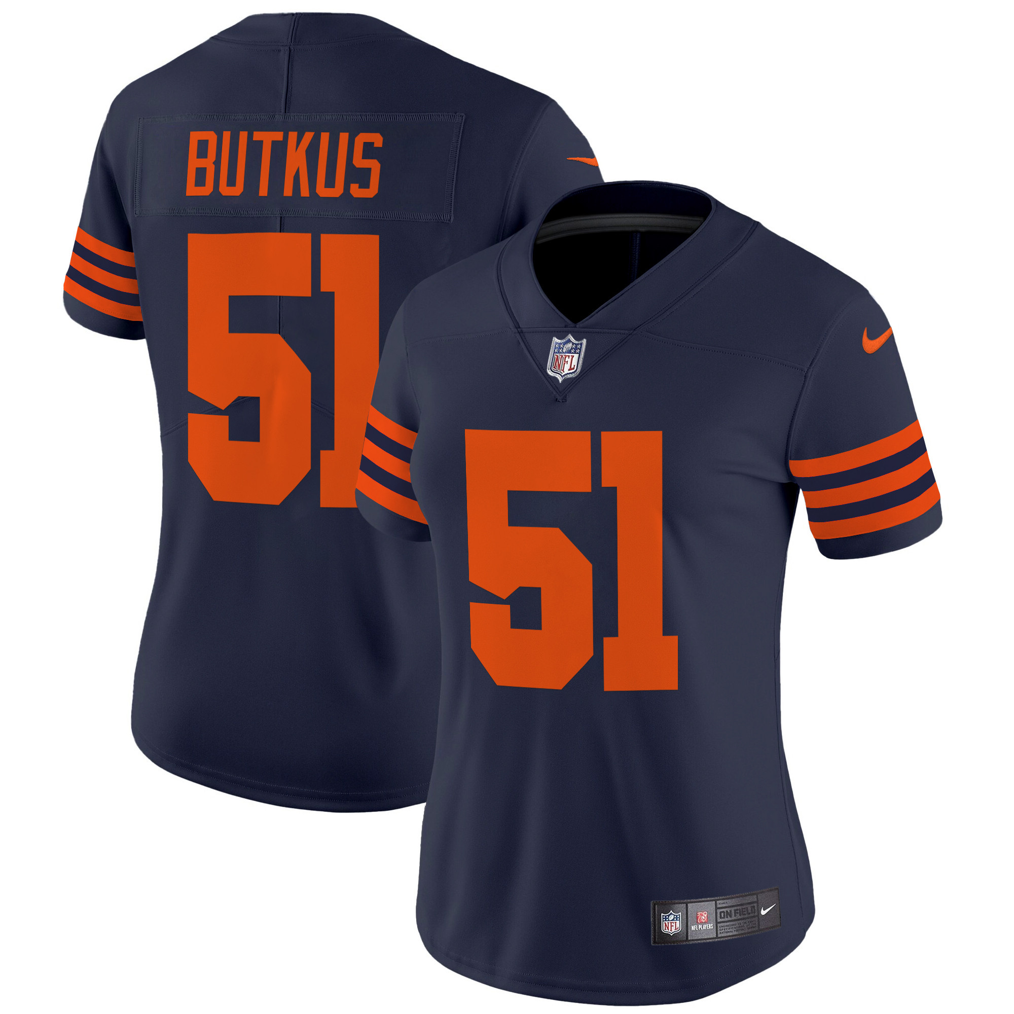 Women's Dick Butkus Chicago Bears Throwback Vapor Limited Navy Jersey - All Stitched