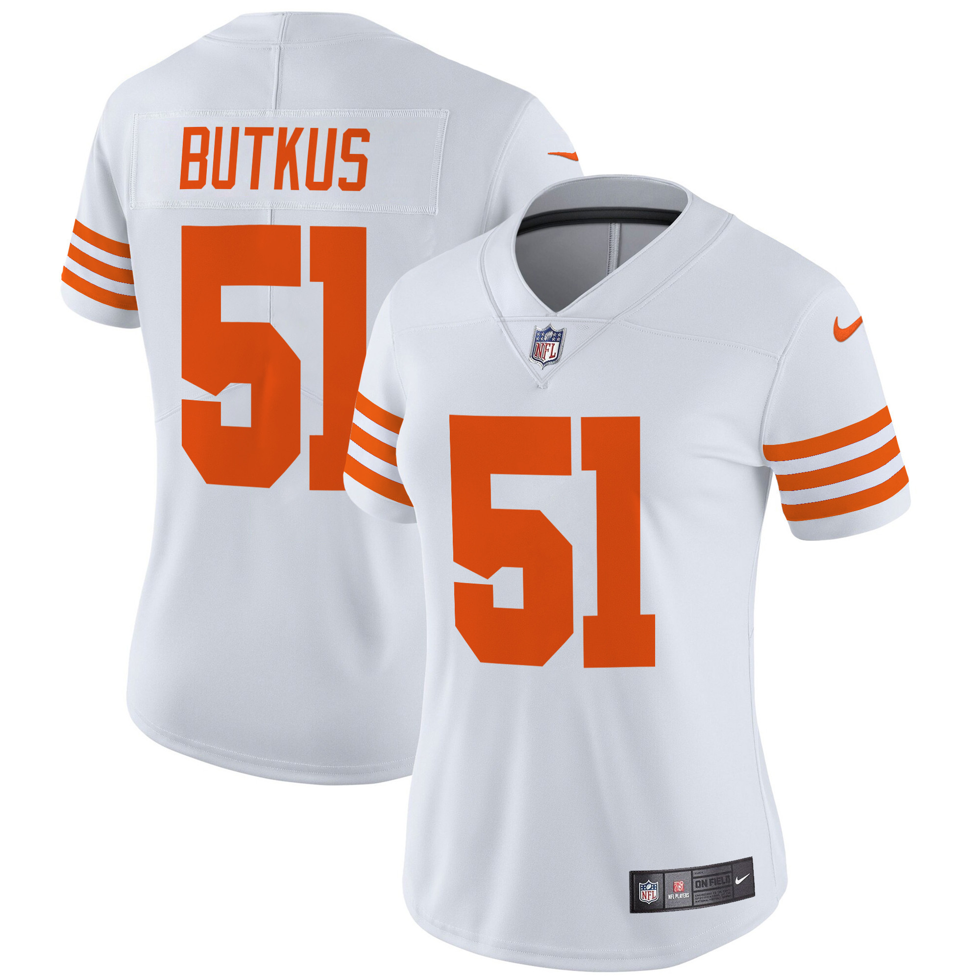 Women's Dick Butkus Chicago Bears Throwback Vapor Limited White Jersey - All Stitched