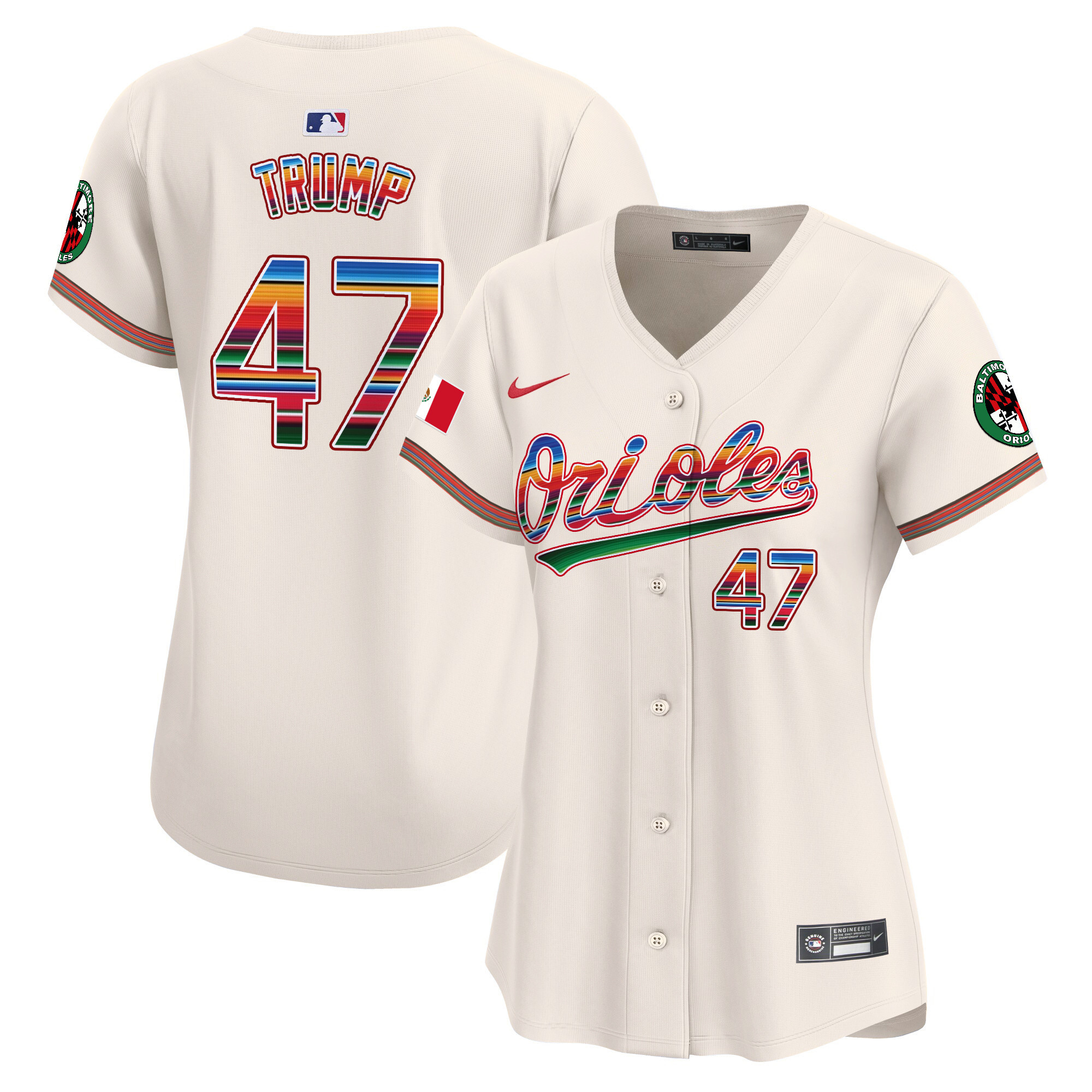 Women's Donald Trump Baltimore Orioles Mexico Vapor Premier Limited Cream Jersey - All Stitched