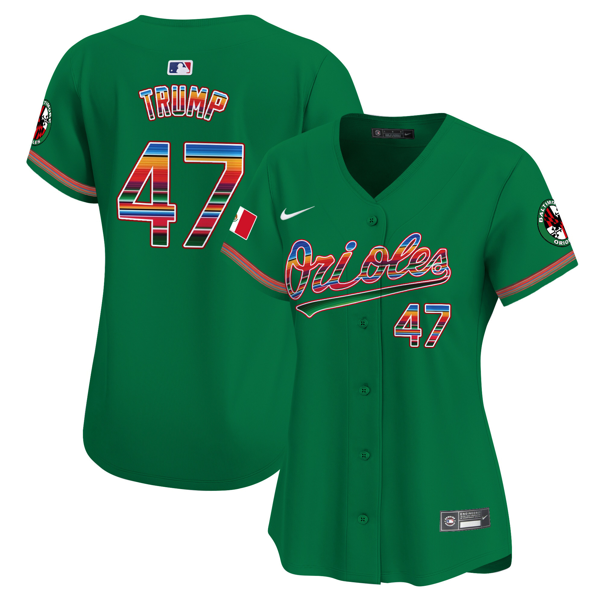 Women's Donald Trump Baltimore Orioles Mexico Vapor Premier Limited Green Jersey - All Stitched