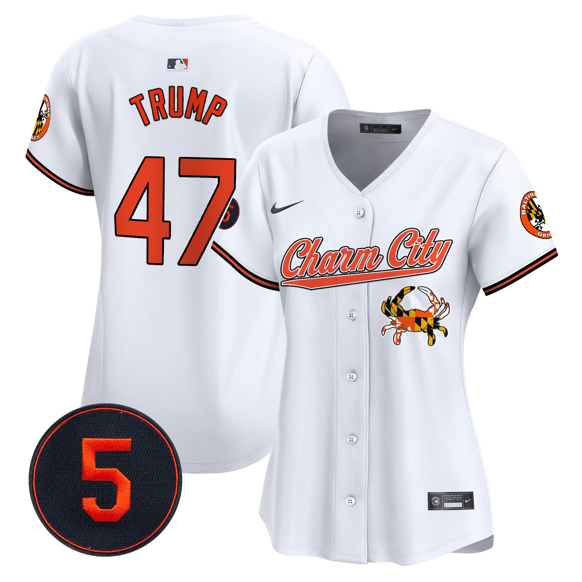 Women's Donald Trump Baltimore Orioles Robinson Patch Vapor Premier Limited White Jersey V8 - All Stitched