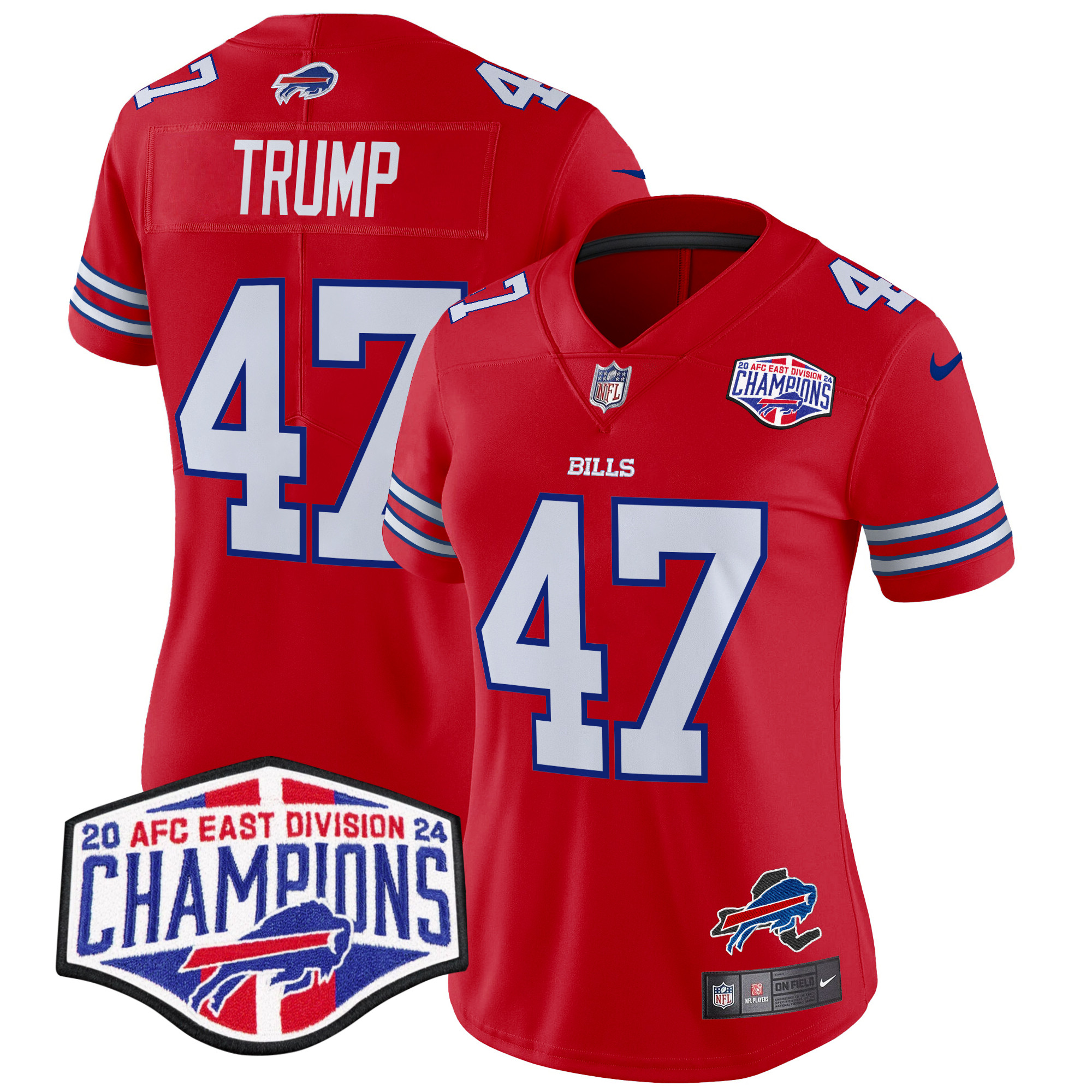 Women's Donald Trump Buffalo Bills 2024 AFC East Division Champions Vapor Limited Red Jersey - All Stitched