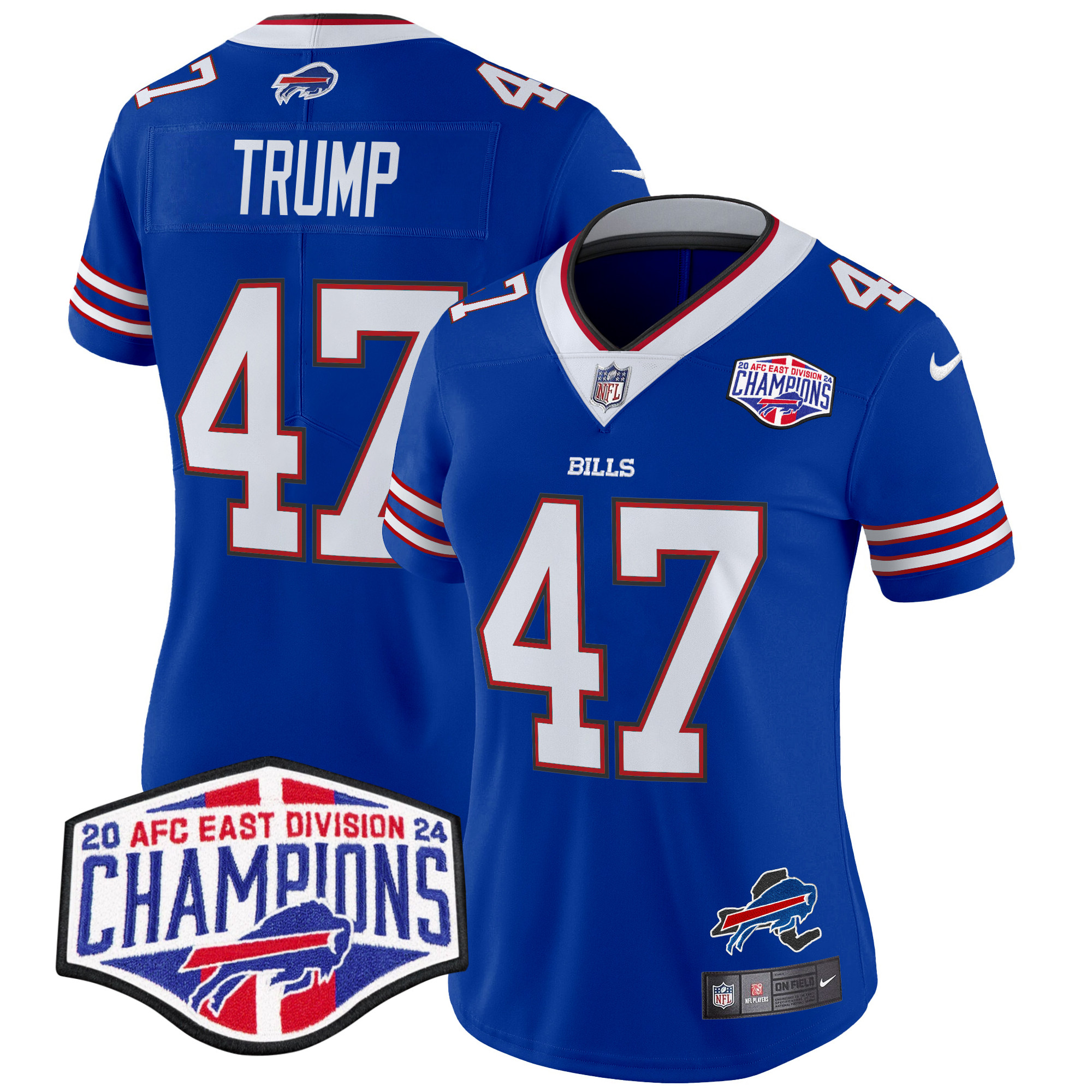 Women's Donald Trump Buffalo Bills 2024 AFC East Division Champions Vapor Limited Royal Jersey - All Stitched