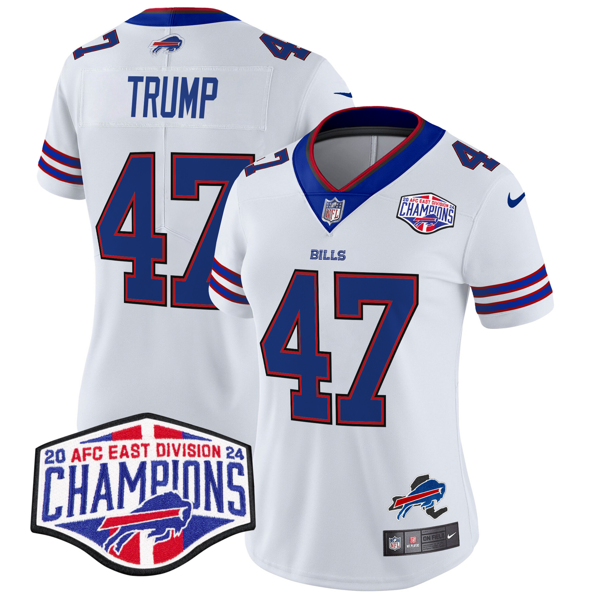 Women's Donald Trump Buffalo Bills 2024 AFC East Division Champions Vapor Limited White Jersey - All Stitched
