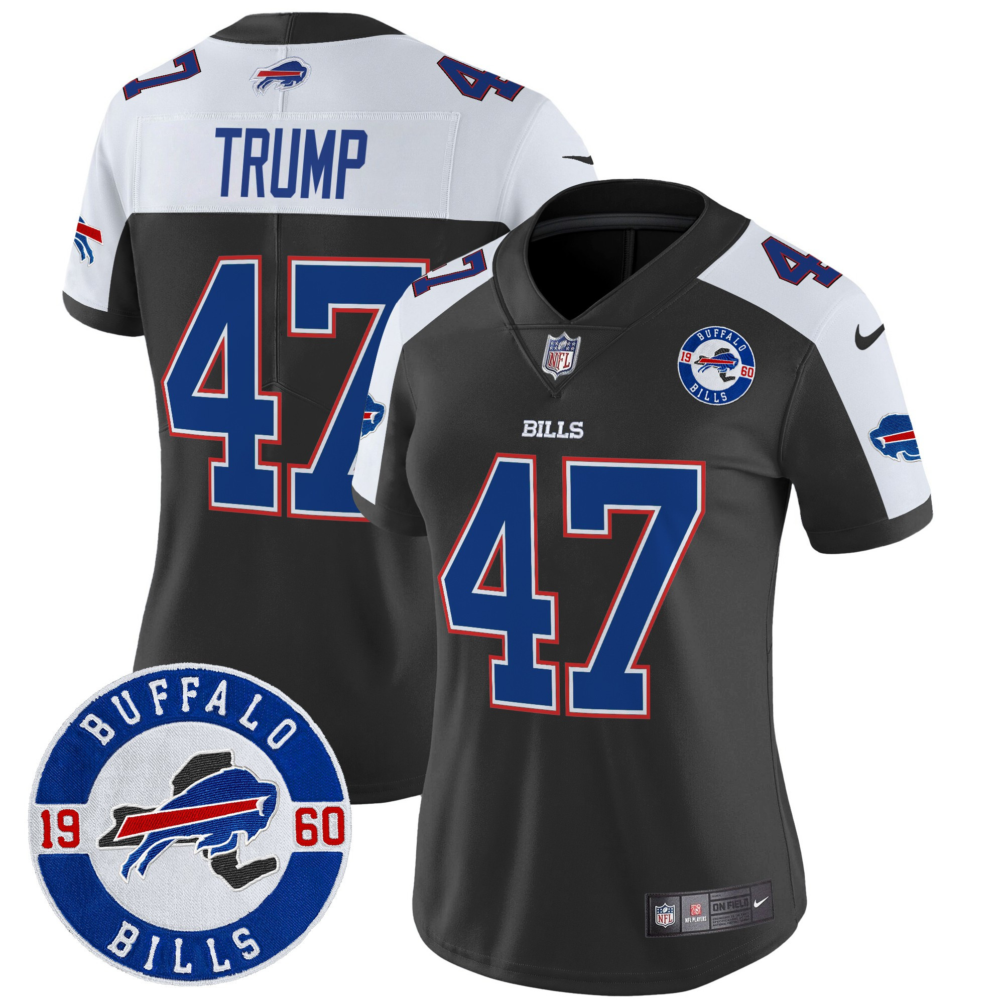Women's Donald Trump Buffalo Bills 2024 Vapor Limited Black Alternate Jersey - All Stitched