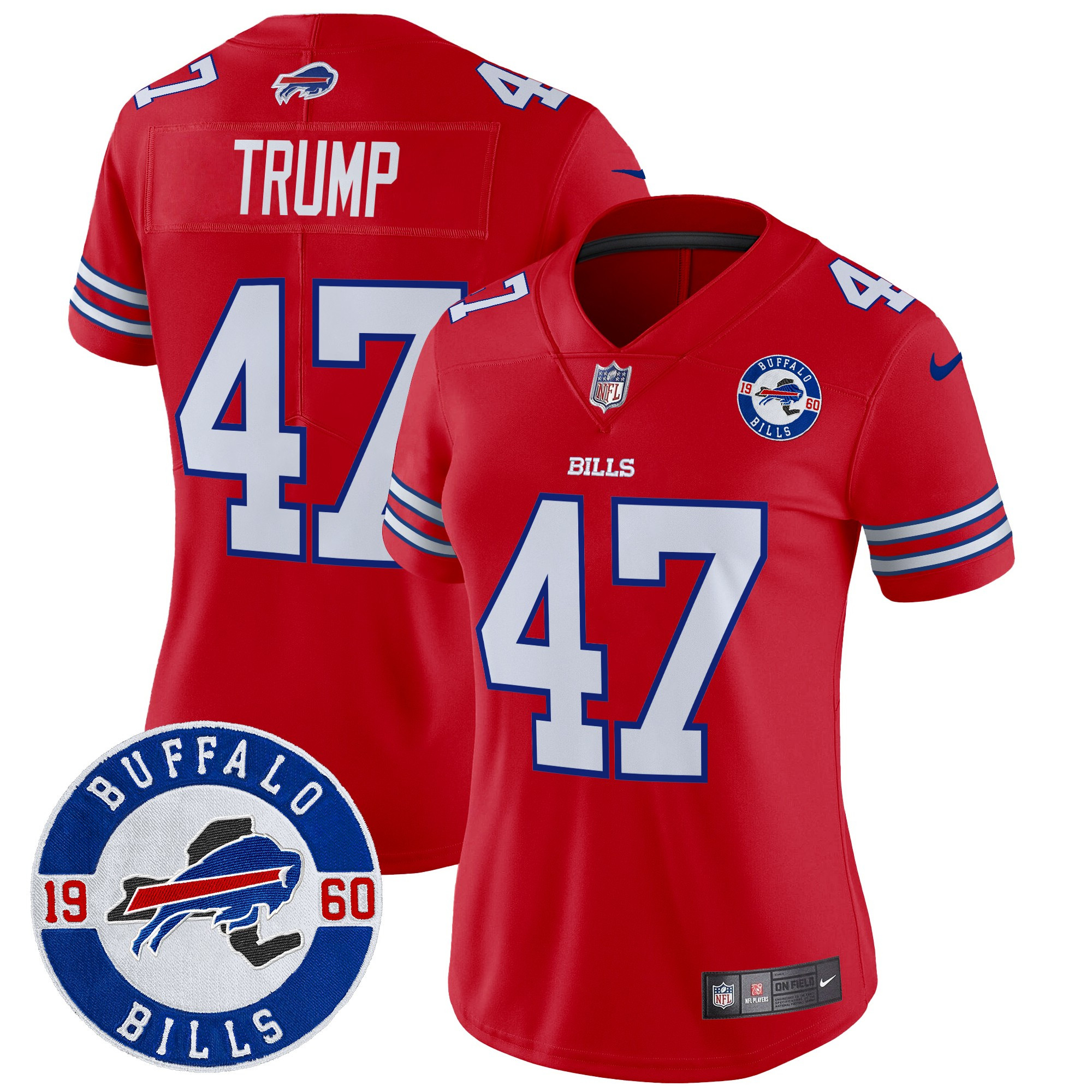 Women's Donald Trump Buffalo Bills 2024 Vapor Limited Red Jersey - All Stitched