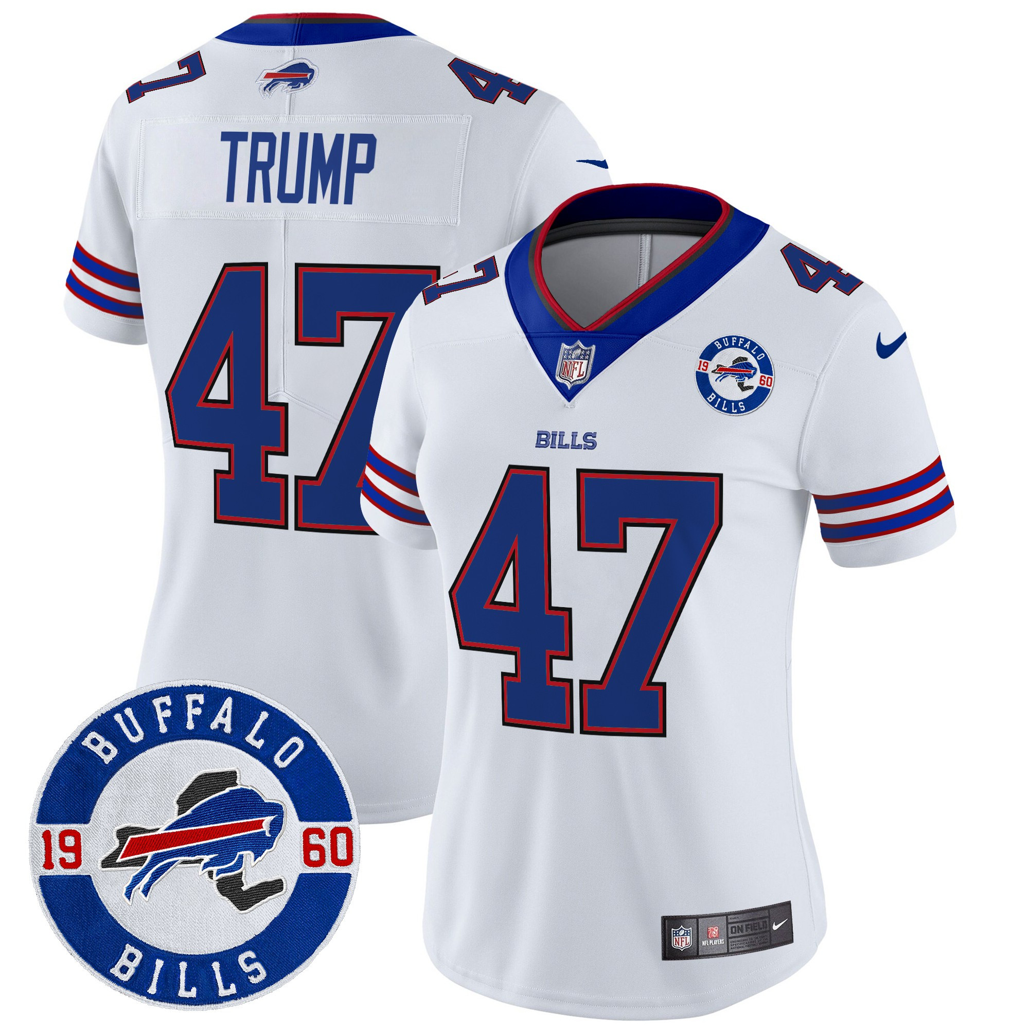 Women's Donald Trump Buffalo Bills 2024 Vapor Limited White Jersey - All Stitched