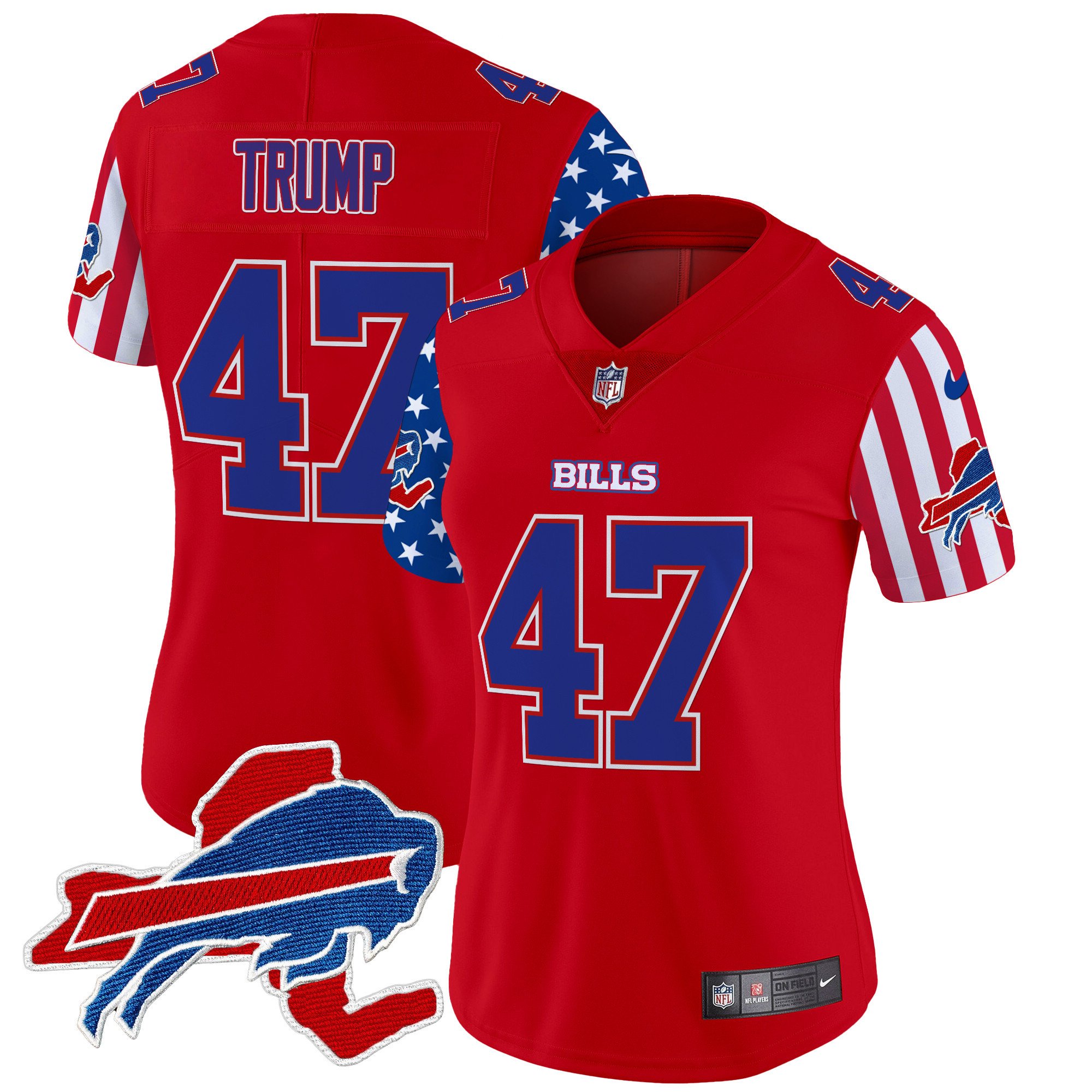 Women's Donald Trump Buffalo Bills American Style Vapor Limited Red Jersey - All Stitched