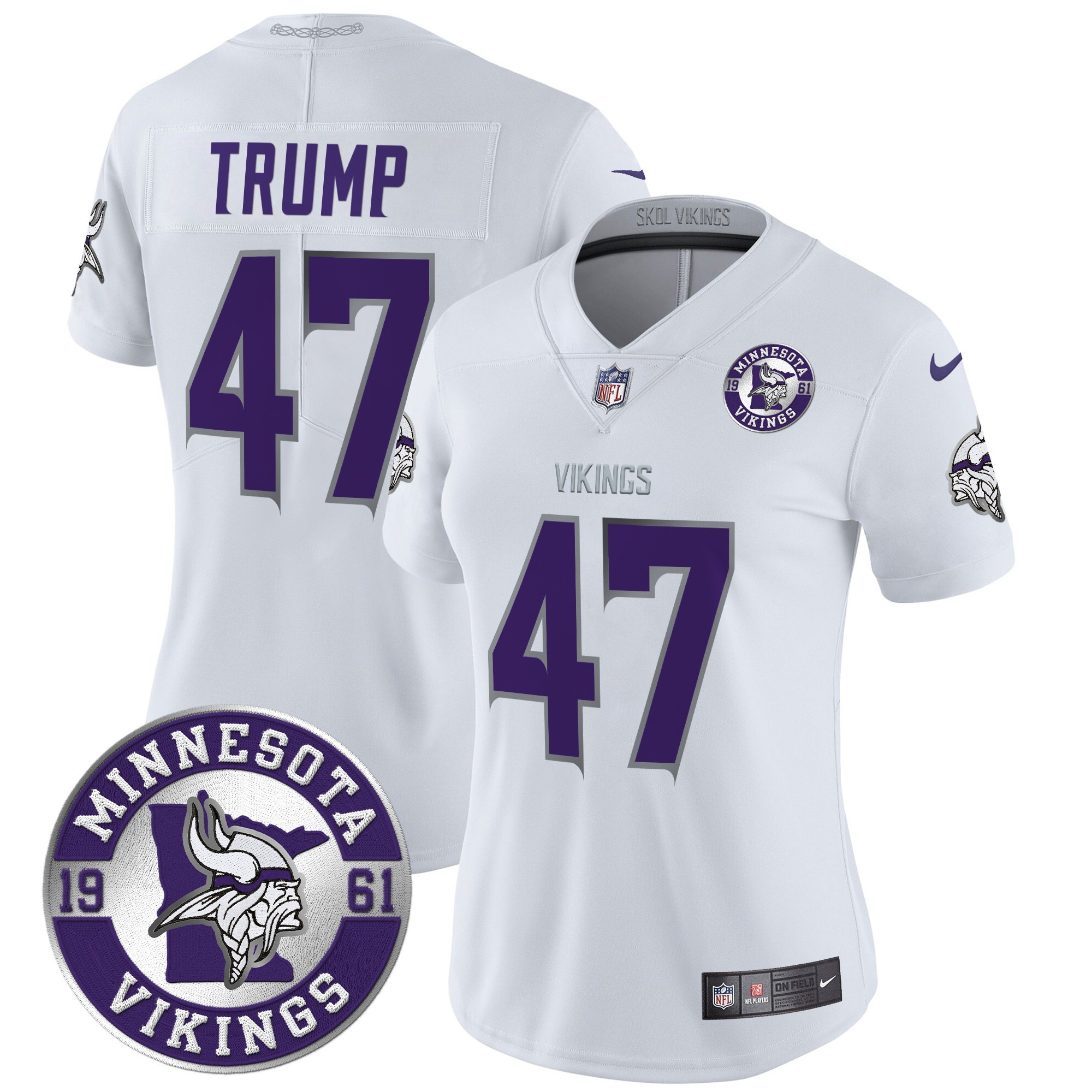 Women's Donald Trump Minnesota Vikings 2024 Vapor Limited White Limited Jersey - All Stitched