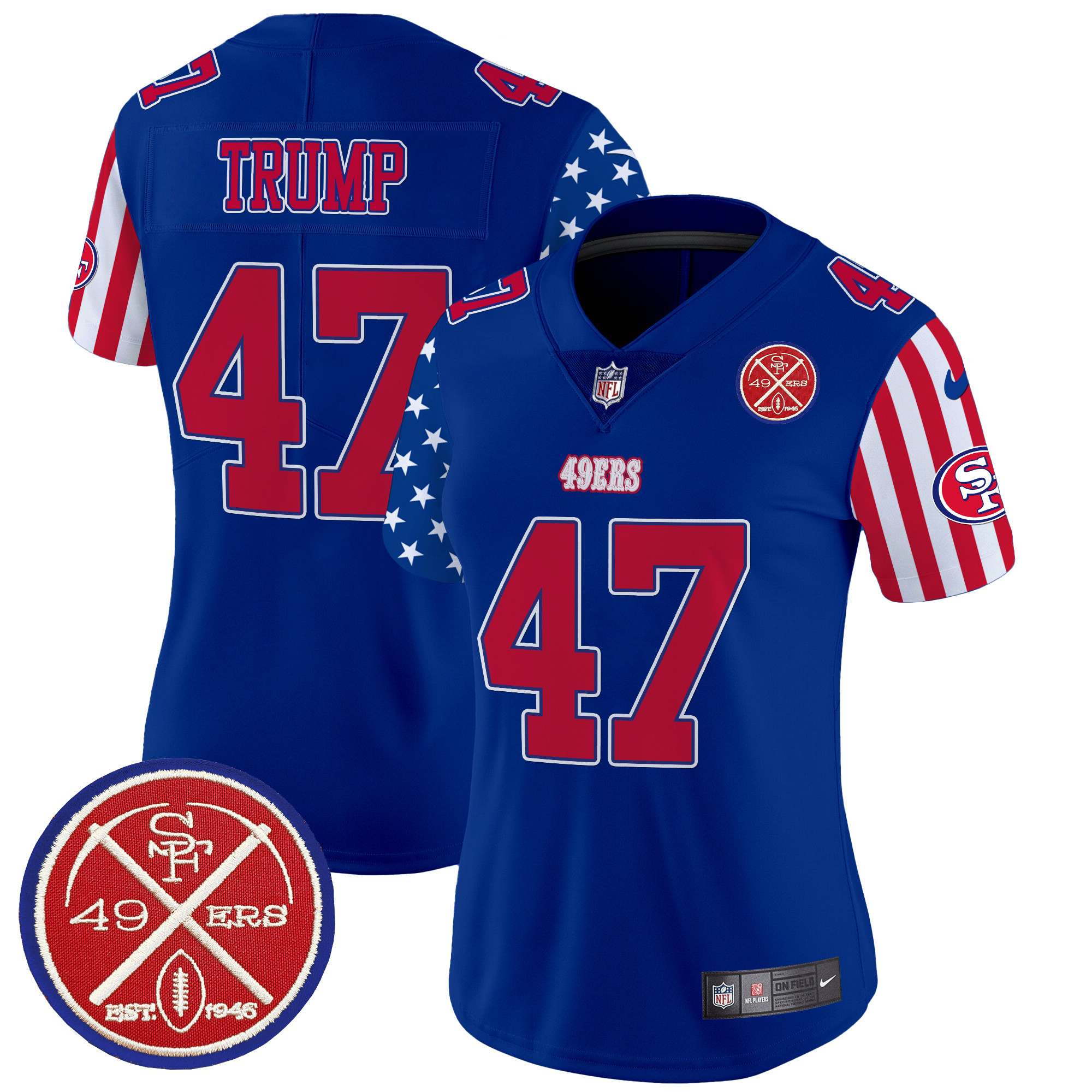 Women's Donald Trump San Francisco 49ers American Style Vapor Limited Royal Jersey - All Stitched