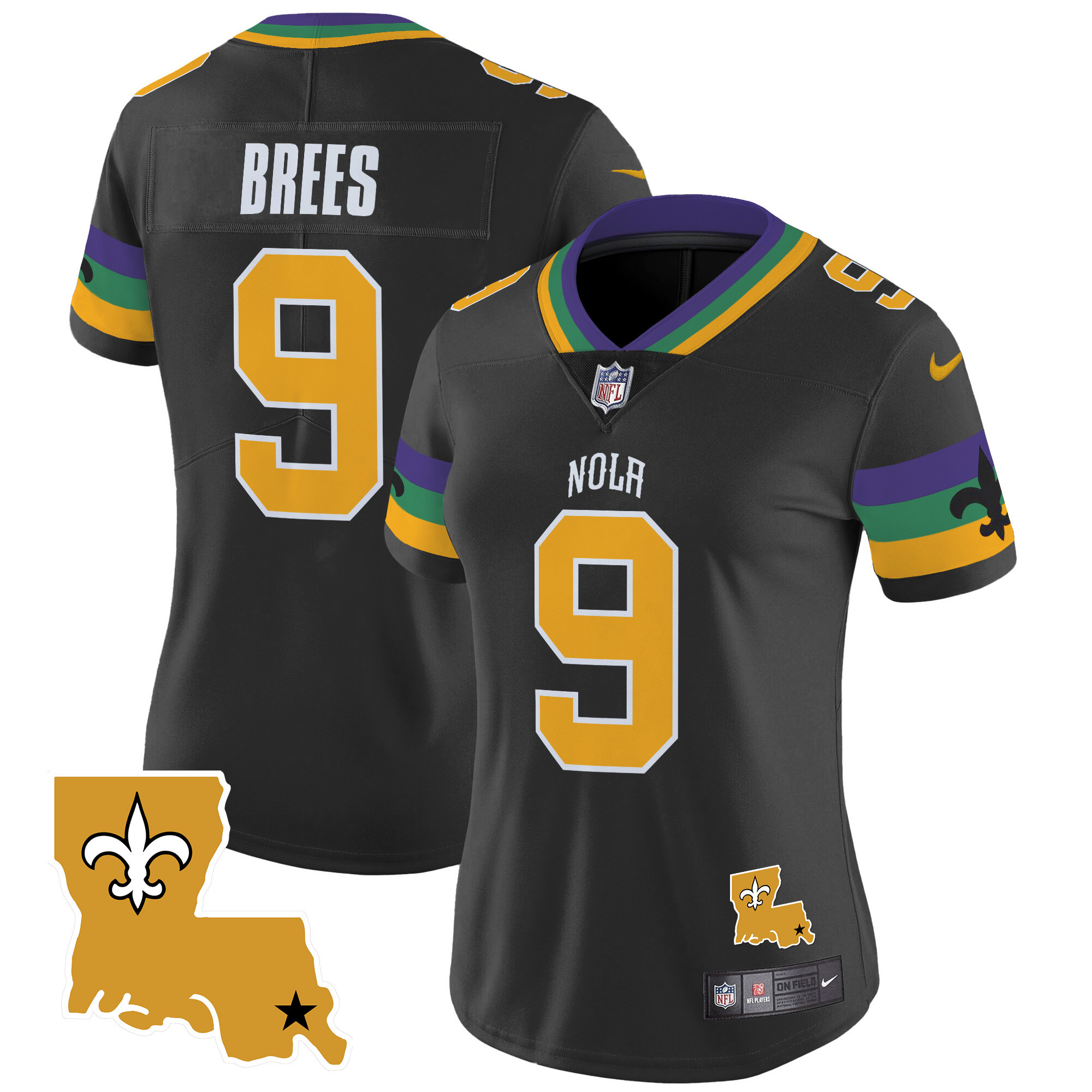 Women's Drew Brees New Orleans Saints 2024 New Orleans City Vapor Limited Black Jersey - All Stitched